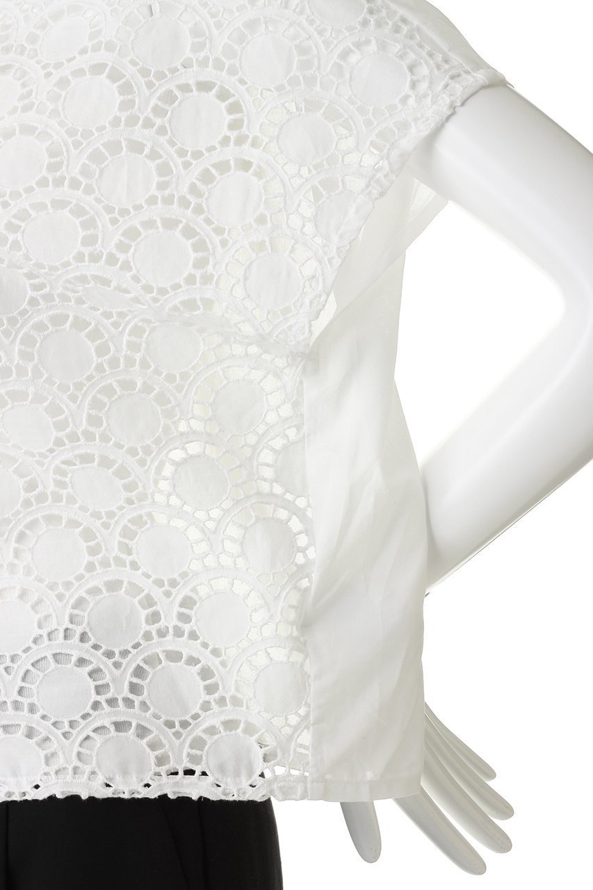 【ミズイロ インド/mizuiro ind】のlace combi crew neck shirt シャツ 大人の最旬トレンドファッション＆コーディネート founy(ファウニー) 　ファッション　Fashion　レディースファッション　Fashion for Women　トップス・カットソー　Cut & Sew Tops　シャツ・ブラウス・オフィスカジュアル　Elegant Blouses & Button-Ups　ショート　Short, Short Length　スマート　Smart, Elegant　スリーブ　Sleeve, Long Sleeve / Short Sleeve　フロント　Front, Front Design　ボトム　Bottoms, Lower Wear　レース　Lace, Lace Fabric　新作・新入荷　New Arrivals / New In　無地　Plain, Solid Color　other-5|ID: prp329100004985315 ipo3291000000037343597