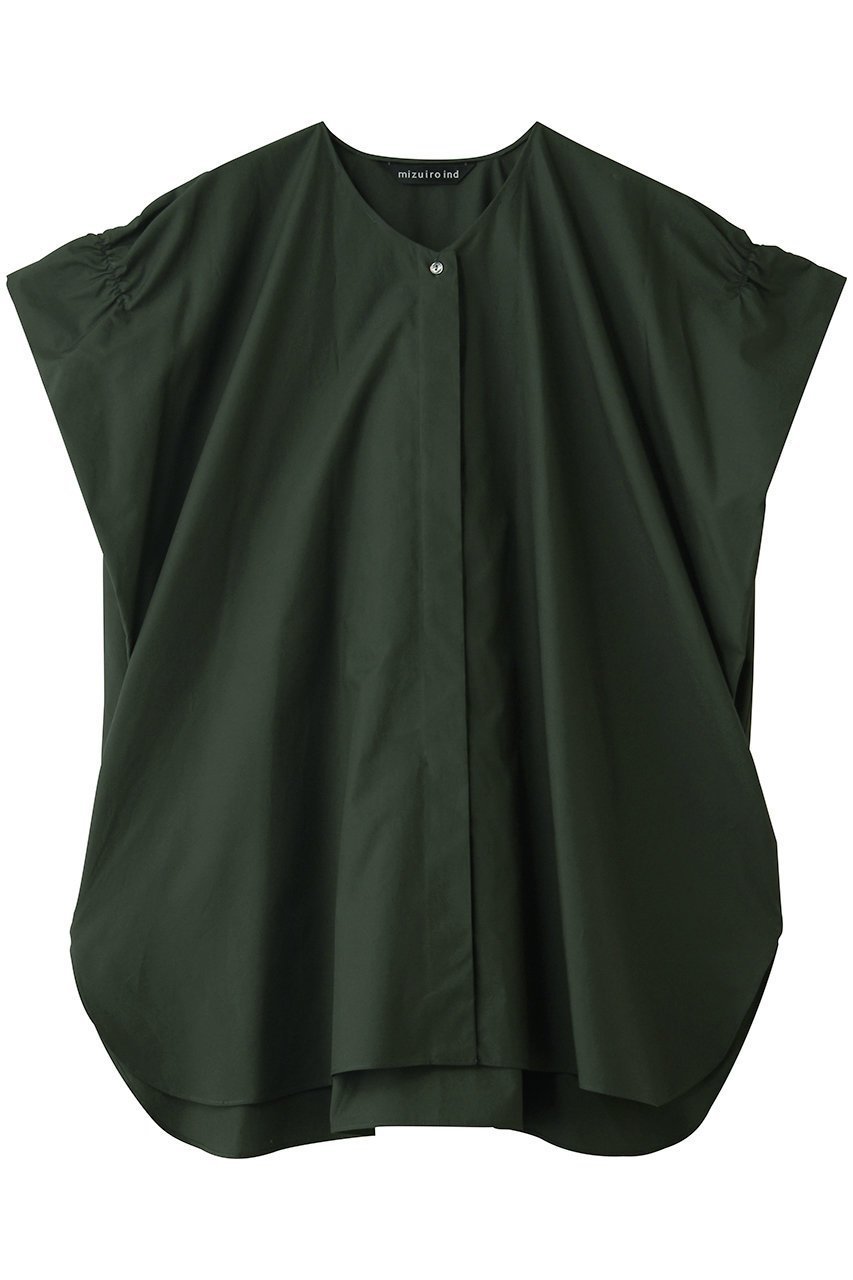 【ミズイロ インド/mizuiro ind】のV neck wide tunic shirt シャツ インテリア・キッズ・メンズ・レディースファッション・服の通販 founy(ファウニー) 　ファッション　Fashion　レディースファッション　Fashion for Women　トップス・カットソー　Cut & Sew Tops　シャツ・ブラウス・オフィスカジュアル　Elegant Blouses & Button-Ups　ギャザー　Gathered, Ruffled　ショート　Short, Short Length　シンプル　Simple, Minimal　スリーブ　Sleeve, Long Sleeve / Short Sleeve　新作・新入荷　New Arrivals / New In　green|ID: prp329100004985317 ipo3291000000037343608