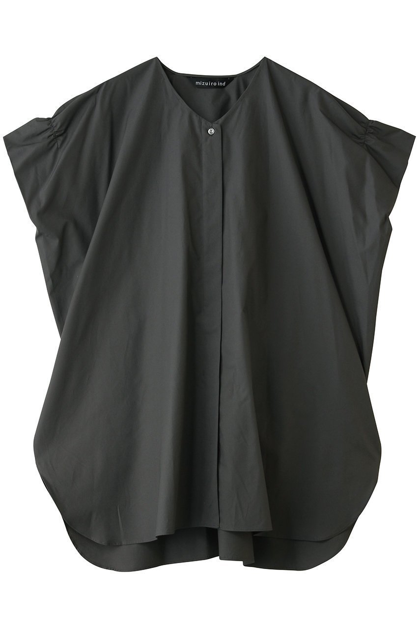 【ミズイロ インド/mizuiro ind】のV neck wide tunic shirt シャツ インテリア・キッズ・メンズ・レディースファッション・服の通販 founy(ファウニー) 　ファッション　Fashion　レディースファッション　Fashion for Women　トップス・カットソー　Cut & Sew Tops　シャツ・ブラウス・オフィスカジュアル　Elegant Blouses & Button-Ups　ギャザー　Gathered, Ruffled　ショート　Short, Short Length　シンプル　Simple, Minimal　スリーブ　Sleeve, Long Sleeve / Short Sleeve　新作・新入荷　New Arrivals / New In　gray|ID: prp329100004985317 ipo3291000000037343610