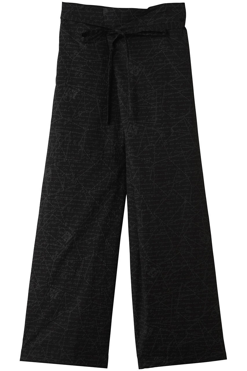 【プレインピープル/PLAIN PEOPLE】のレタープリントラップパンツ インテリア・キッズ・メンズ・レディースファッション・服の通販 founy(ファウニー) 　ファッション　Fashion　レディースファッション　Fashion for Women　パンツ　Pants & Trousers　プリント　Print, Printed Pattern　ラップ　Wrap, Wrap Design　リボン　Ribbon, Bow　ワイド　Wide, Wide Fit　新作・新入荷　New Arrivals / New In　ブラック|ID: prp329100004985322 ipo3291000000037343648