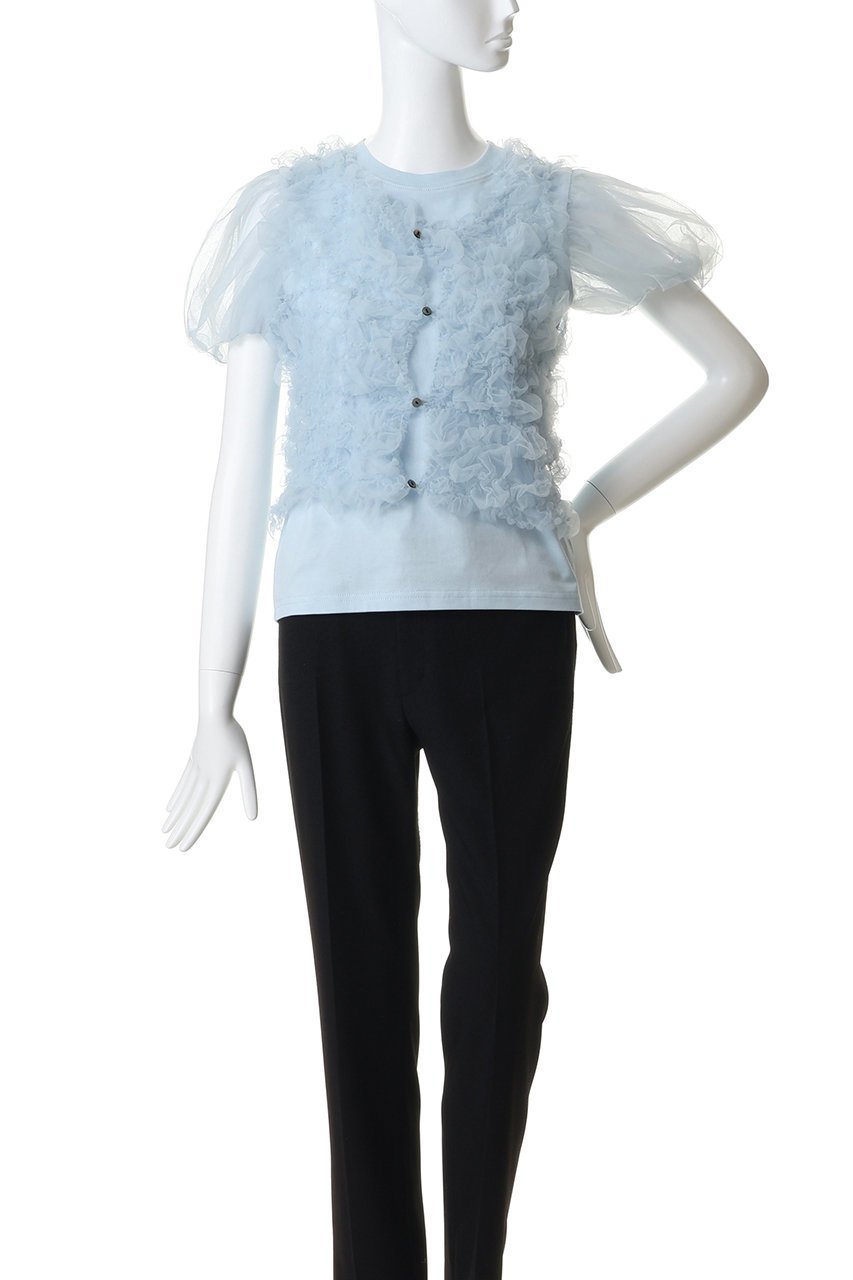 【クラネ/CLANE】のTULLE VEST LAYERED TOPS 大人の最旬トレンドファッション＆コーディネート founy(ファウニー) 　ファッション　Fashion　レディースファッション　Fashion for Women　アウター　Coat / Outerwear Collection　トップス・カットソー　Cut & Sew Tops　シャツ・ブラウス・オフィスカジュアル　Elegant Blouses & Button-Ups　ロングTシャツ・Tシャツ　Longline T-Shirts & Tees　ベスト&ジレ / 重ね着スタイル　Vests & Gilets　カットソー・ベーシックTシャツ　Cut-and-Sewn Tops / Stretch Tees & Basics　シャーリング　Shirring, Ruched　ショート　Short, Short Length　シンプル　Simple, Minimal　スリーブ　Sleeve, Long Sleeve / Short Sleeve　チュール　Tulip, Tulip Motif　バランス　Balance, Style Balance　フィット　Fit, Slim Fit　ベスト　Vest, Waistcoat　ランダム　Random, Irregular　エレガント 上品　Elegant　新作・新入荷　New Arrivals / New In　other-2|ID: prp329100004985343 ipo3291000000037343804
