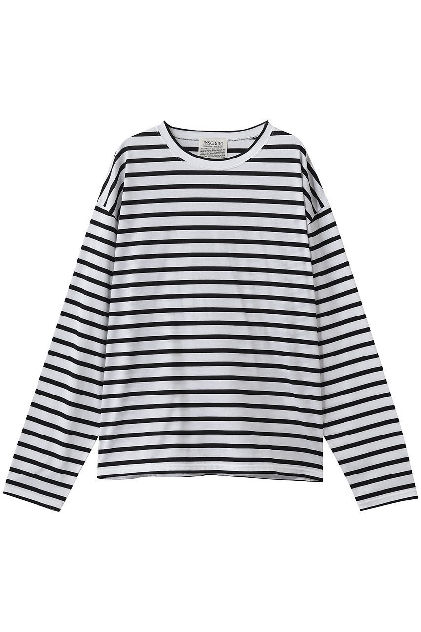 【プルミエ アロンディスモン/1er Arrondissement】の【INSCRIRE】別注コットンボーダーロングスリーブTシャツ 大人の最旬トレンドファッション＆コーディネート founy(ファウニー) 　ファッション　Fashion　レディースファッション　Fashion for Women　トップス・カットソー　Cut & Sew Tops　シャツ・ブラウス・オフィスカジュアル　Elegant Blouses & Button-Ups　ロングTシャツ・Tシャツ　Longline T-Shirts & Tees　カットソー・ベーシックTシャツ　Cut-and-Sewn Tops / Stretch Tees & Basics　ショルダー　Shoulder, Shoulder Strap　スリーブ　Sleeve, Long Sleeve / Short Sleeve　ドロップ　Drop Shoulder, Dropped Style　ボーダー　Border, Stripe　ロング　Long, Long-Length　別注　Limited Edition, Custom Order　定番　Standard, Basic Item　新作・新入荷　New Arrivals / New In　 other-1|ID: prp329100004985350 ipo3291000000037343849