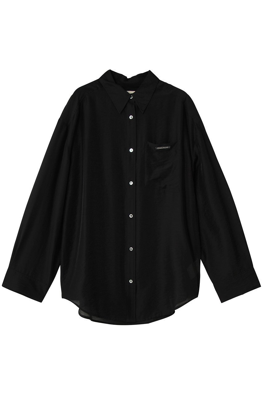 【プランク プロジェクト/PRANK PROJECT】のシルクブレンドシアーオーバーシャツ インテリア・キッズ・メンズ・レディースファッション・服の通販 founy(ファウニー) 　ファッション　Fashion　レディースファッション　Fashion for Women　トップス・カットソー　Cut & Sew Tops　シャツ・ブラウス・オフィスカジュアル　Elegant Blouses & Button-Ups　とろみ　Fluid, Flowy Fabric　シルク　Silk, 100% Silk　シンプル　Simple, Minimal　スリーブ　Sleeve, Long Sleeve / Short Sleeve　プレート　Plate, Dish　ポケット　Pocket, Pocket Detail　ロング　Long, Long-Length　ワンポイント　One Point, Statement Accent　夏　Summer　新作・新入荷　New Arrivals / New In　BLK(ブラック)|ID: prp329100004985388 ipo3291000000037344173