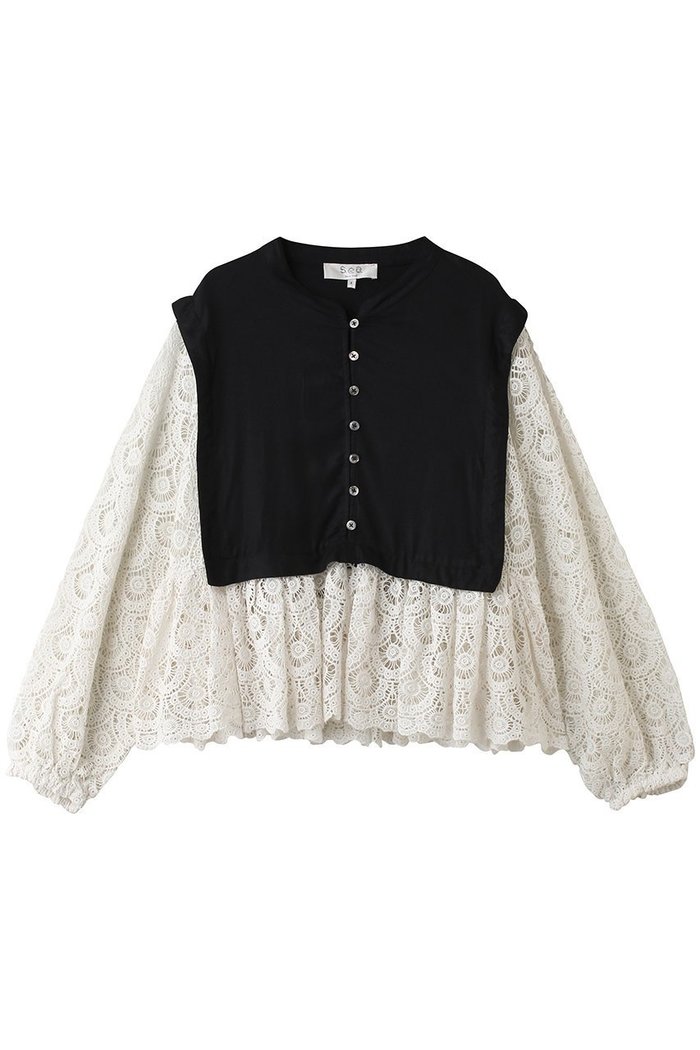 【ティアラ/Tiara】の【Sea New York】ELLISON SOLID L/SLV TOP(D2) インテリア・キッズ・メンズ・レディースファッション・服の通販 founy(ファウニー) https://founy.com/ ファッション Fashion レディースファッション Fashion for Women トップス・カットソー Cut & Sew Tops シャツ・ブラウス・オフィスカジュアル Elegant Blouses & Button-Ups コンビ Combo, Combination Style シンプル Simple, Minimal スリーブ Sleeve, Long Sleeve / Short Sleeve ドッキング Docking, Mixed Material フェミニン Feminine, Girly レース Lace, Lace Fabric ロング Long, Long-Length 新作・新入荷 New Arrivals / New In |ID: prp329100004985396 ipo3291000000037344235