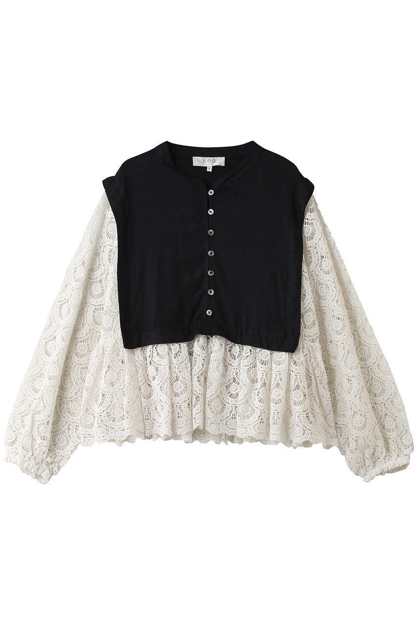 【ティアラ/Tiara】の【Sea New York】ELLISON SOLID L/SLV TOP(D2) 大人の最旬トレンドファッション＆コーディネート founy(ファウニー) 　ファッション　Fashion　レディースファッション　Fashion for Women　トップス・カットソー　Cut & Sew Tops　シャツ・ブラウス・オフィスカジュアル　Elegant Blouses & Button-Ups　コンビ　Combo, Combination Style　シンプル　Simple, Minimal　スリーブ　Sleeve, Long Sleeve / Short Sleeve　ドッキング　Docking, Mixed Material　フェミニン　Feminine, Girly　レース　Lace, Lace Fabric　ロング　Long, Long-Length　新作・新入荷　New Arrivals / New In　 other-1|ID: prp329100004985396 ipo3291000000037344235