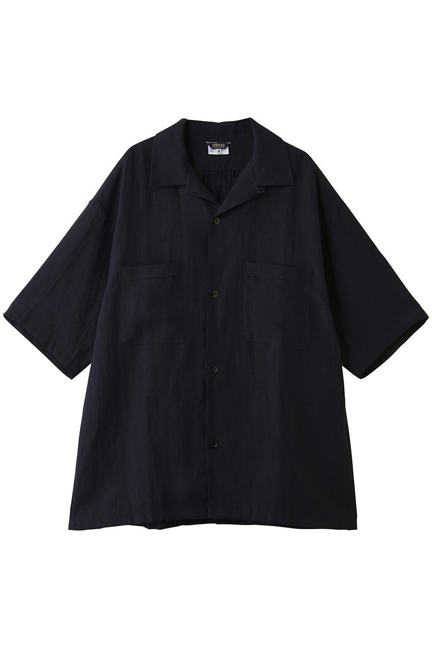 【ベリーテイジ/VERYTAGE / MEN】の【MEN】NOT50 sシャツ インテリア・キッズ・メンズ・レディースファッション・服の通販 founy(ファウニー) 　ファッション　Fashion　メンズファッション　Fashion for Men　ギャザー　Gathered, Ruffled　ショート　Short, Short Length　スリーブ　Sleeve, Long Sleeve / Short Sleeve　ダブル　Double, Double-Breasted　ドレープ　Drape, Draping Fabric　バランス　Balance, Style Balance　フロント　Front, Front Design　モダン　Modern, Contemporary　リネン　Linen, Linen Fabric　ワッシャー　Washer, Crinkled Finish　ワーク　Workwear, Utility Style　ヴィンテージ　Vintage Style　新作・新入荷　New Arrivals / New In　ネイビー/ブラック|ID: prp329100004985423 ipo3291000000037344468