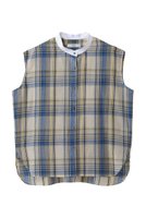 【エブール/ebure】の【5/12 0:00販売開始】キュプラリネンチェック バンドカラースリーブレスブラウス 大人の最旬トレンドファッション＆コーディネート founy(ファウニー) ファッション Fashion レディースファッション Fashion for Women トップス・カットソー Cut & Sew Tops キャミソール&ノースリーブ Camisoles & Sleeveless Tops シャツ・ブラウス・オフィスカジュアル Elegant Blouses & Button-Ups おすすめ Recommended / Our Picks セットアップ Set-Up, Coordinated Outfit ドレープ Drape, Draping Fabric ノースリーブ Sleeveless, No-Sleeve バランス Balance, Style Balance ビッグ Big, Oversized フォルム Silhouette, Form |ID:prp329100004986409