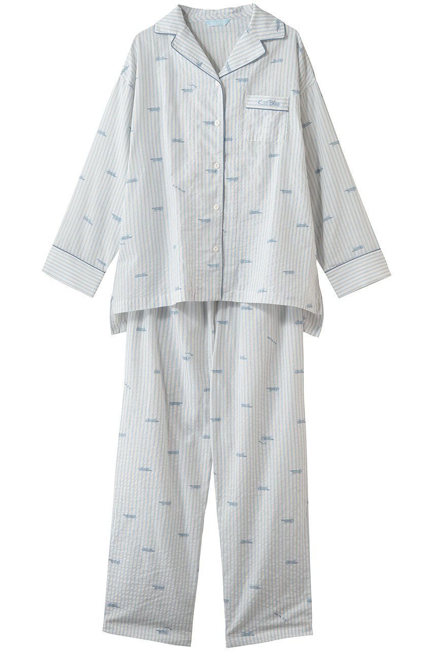 【キッドブルー/KID BLUE】のリサ・ラーソンコラボNパジャマ インテリア・キッズ・メンズ・レディースファッション・服の通販 founy(ファウニー) 　ファッション　Fashion　レディースファッション　Fashion for Women　トップス・カットソー　Cut & Sew Tops　なめらか　Smooth, Silky Texture　キャラクター　Character, Licensed Characters　ストライプ　Stripe, Striped Pattern　パジャマ　Pajamas, Sleepwear　新作・新入荷　New Arrivals / New In　猫　Cat, Kitty　サックス|ID: prp329100004986419 ipo3291000000037350389