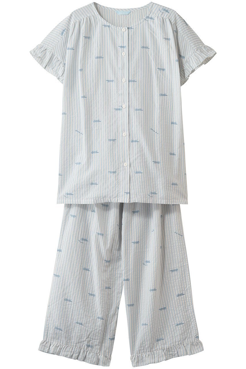 【キッドブルー/KID BLUE】のリサ・ラーソンコラボNパジャマ インテリア・キッズ・メンズ・レディースファッション・服の通販 founy(ファウニー) 　ファッション　Fashion　レディースファッション　Fashion for Women　トップス・カットソー　Cut & Sew Tops　なめらか　Smooth, Silky Texture　キャラクター　Character, Licensed Characters　ストライプ　Stripe, Striped Pattern　パジャマ　Pajamas, Sleepwear　新作・新入荷　New Arrivals / New In　猫　Cat, Kitty　サックス|ID: prp329100004986420 ipo3291000000037350397