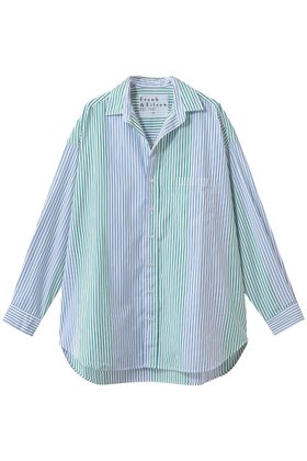 【フランク&アイリーン/Frank&Eileen】のSHIRLEY イタリアンコットン グリーンブルーストライプ シャツ 大人の最旬トレンドファッション＆コーディネート founy(ファウニー) ファッション Fashion レディースファッション Fashion for Women トップス・カットソー Cut & Sew Tops シャツ・ブラウス・オフィスカジュアル Elegant Blouses & Button-Ups シンプル Simple, Minimal ストライプ Stripe, Striped Pattern スリーブ Sleeve, Long Sleeve / Short Sleeve デコルテ Décolleté, Neckline ロング Long, Long-Length 今季 This Season, Current Season 新作・新入荷 New Arrivals / New In 無地 Plain, Solid Color |ID:prp329100004986447