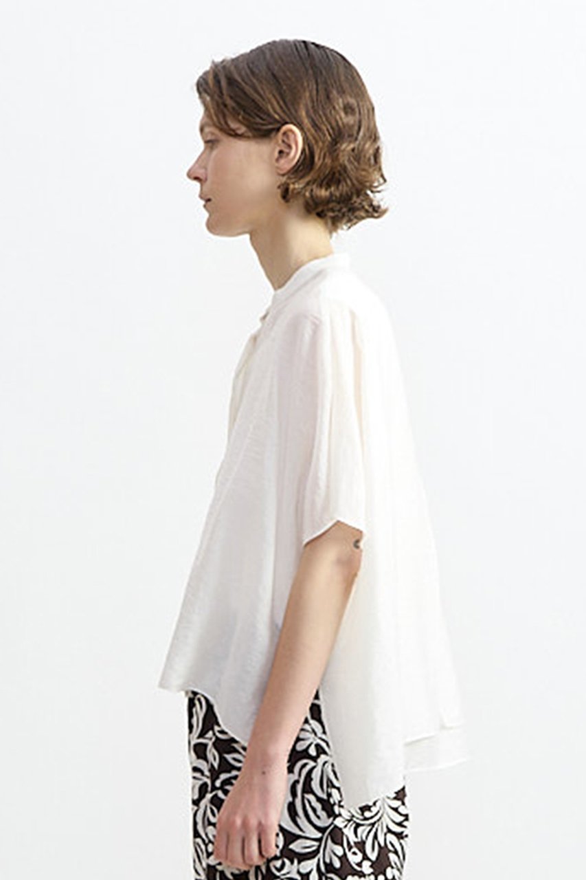 【プレインピープル/PLAIN PEOPLE】のシアーシルクバンドカラーシャツ 大人の最旬トレンドファッション＆コーディネート founy(ファウニー) 　ファッション　Fashion　レディースファッション　Fashion for Women　トップス・カットソー　Cut & Sew Tops　シャツ・ブラウス・オフィスカジュアル　Elegant Blouses & Button-Ups　シアー　Sheer, See-Through　ショート　Short, Short Length　シルク　Silk, 100% Silk　スクエア　Square, Square Shape　スリーブ　Sleeve, Long Sleeve / Short Sleeve　タンブラー　Tumbler, Travel Mug　新作・新入荷　New Arrivals / New In　other-2|ID: prp329100004986451 ipo3291000000037350654