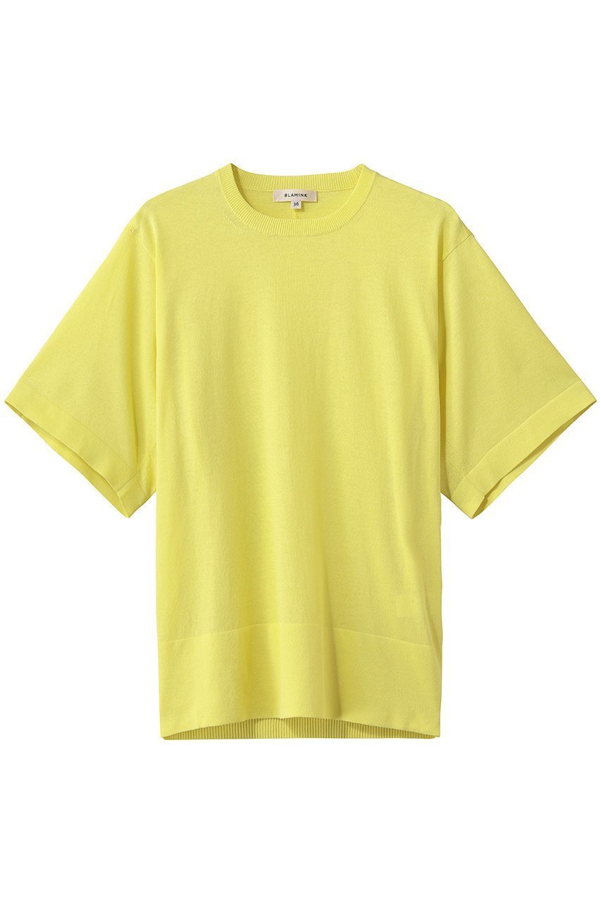 【ブラミンク/BLAMINK】の18Gクルーネックショートスリーブニット インテリア・キッズ・メンズ・レディースファッション・服の通販 founy(ファウニー) 　ファッション　Fashion　レディースファッション　Fashion for Women　トップス・カットソー　Cut & Sew Tops　ニット　Knit Tops & Sweaters　カジュアルプルオーバー・ニットトップス　Pullovers & Knit Tops / Casual Pullovers　シンプル　Simple, Minimal　エレガント 上品　Elegant　新作・新入荷　New Arrivals / New In　イエロー|ID: prp329100004986482 ipo3291000000037350904