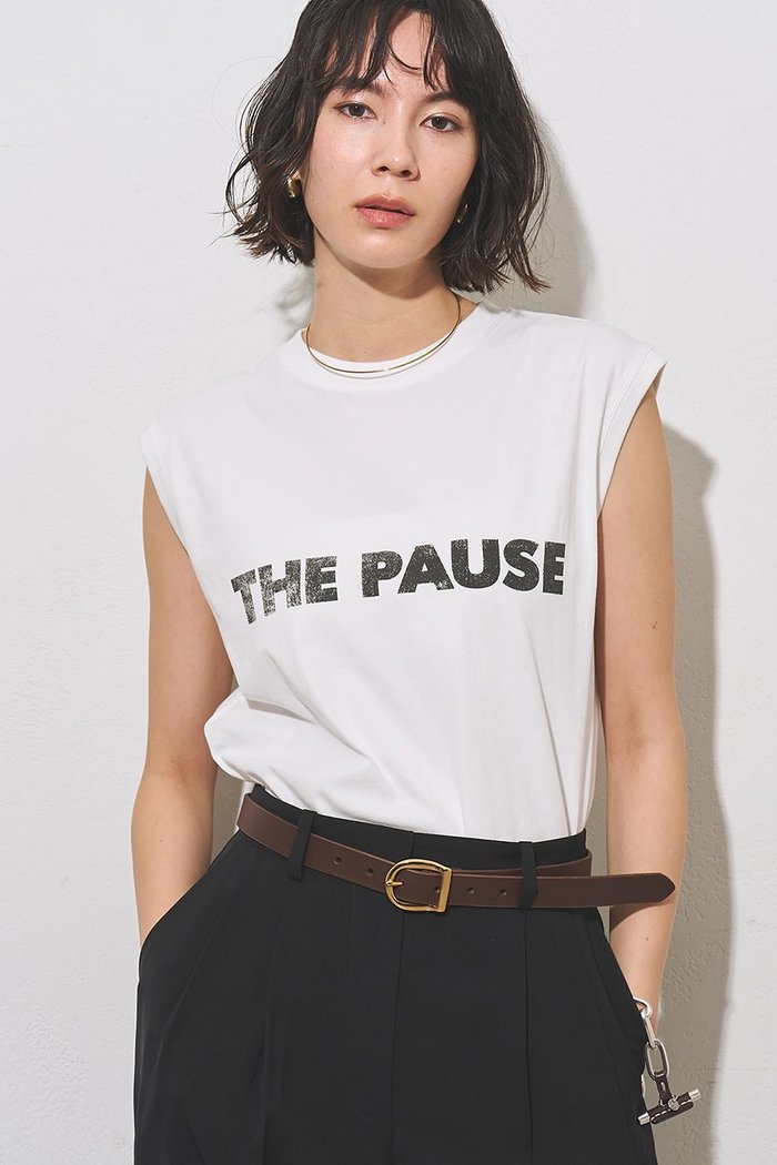 【ウィムガゼット/Whim Gazette】の【THE PAUSE】THE PAUSE ノースリーブTEE インテリア・キッズ・メンズ・レディースファッション・服の通販 founy(ファウニー) https://founy.com/ ファッション Fashion レディースファッション Fashion for Women トップス・カットソー Cut & Sew Tops キャミソール&ノースリーブ Camisoles & Sleeveless Tops シャツ・ブラウス・オフィスカジュアル Elegant Blouses & Button-Ups ロングTシャツ・Tシャツ Longline T-Shirts & Tees カットソー・ベーシックTシャツ Cut-and-Sewn Tops / Stretch Tees & Basics インナー Innerwear カットソー Cut and Sewn Top ショート Short, Short Length ジャケット Jacket, Outerwear スタンダード Standard, Basic スリーブ Sleeve, Long Sleeve / Short Sleeve ノースリーブ Sleeveless, No-Sleeve フレンチ French, French Style プリント Print, Printed Pattern 定番 Standard, Basic Item 新作・新入荷 New Arrivals / New In |ID: prp329100004986985 ipo3291000000037357814
