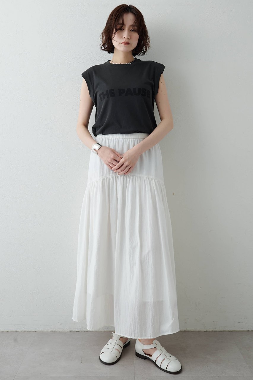 【ウィムガゼット/Whim Gazette】の【THE PAUSE】THE PAUSE ノースリーブTEE 大人の最旬トレンドファッション＆コーディネート founy(ファウニー) 　ファッション　Fashion　レディースファッション　Fashion for Women　トップス・カットソー　Cut & Sew Tops　キャミソール&ノースリーブ　Camisoles & Sleeveless Tops　シャツ・ブラウス・オフィスカジュアル　Elegant Blouses & Button-Ups　ロングTシャツ・Tシャツ　Longline T-Shirts & Tees　カットソー・ベーシックTシャツ　Cut-and-Sewn Tops / Stretch Tees & Basics　インナー　Innerwear　カットソー　Cut and Sewn Top　ショート　Short, Short Length　ジャケット　Jacket, Outerwear　スタンダード　Standard, Basic　スリーブ　Sleeve, Long Sleeve / Short Sleeve　ノースリーブ　Sleeveless, No-Sleeve　フレンチ　French, French Style　プリント　Print, Printed Pattern　定番　Standard, Basic Item　新作・新入荷　New Arrivals / New In　other-2|ID: prp329100004986985 ipo3291000000037357817