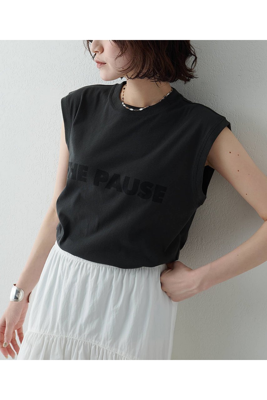 【ウィムガゼット/Whim Gazette】の【THE PAUSE】THE PAUSE ノースリーブTEE 大人の最旬トレンドファッション＆コーディネート founy(ファウニー) 　ファッション　Fashion　レディースファッション　Fashion for Women　トップス・カットソー　Cut & Sew Tops　キャミソール&ノースリーブ　Camisoles & Sleeveless Tops　シャツ・ブラウス・オフィスカジュアル　Elegant Blouses & Button-Ups　ロングTシャツ・Tシャツ　Longline T-Shirts & Tees　カットソー・ベーシックTシャツ　Cut-and-Sewn Tops / Stretch Tees & Basics　インナー　Innerwear　カットソー　Cut and Sewn Top　ショート　Short, Short Length　ジャケット　Jacket, Outerwear　スタンダード　Standard, Basic　スリーブ　Sleeve, Long Sleeve / Short Sleeve　ノースリーブ　Sleeveless, No-Sleeve　フレンチ　French, French Style　プリント　Print, Printed Pattern　定番　Standard, Basic Item　新作・新入荷　New Arrivals / New In　other-6|ID: prp329100004986985 ipo3291000000037357821