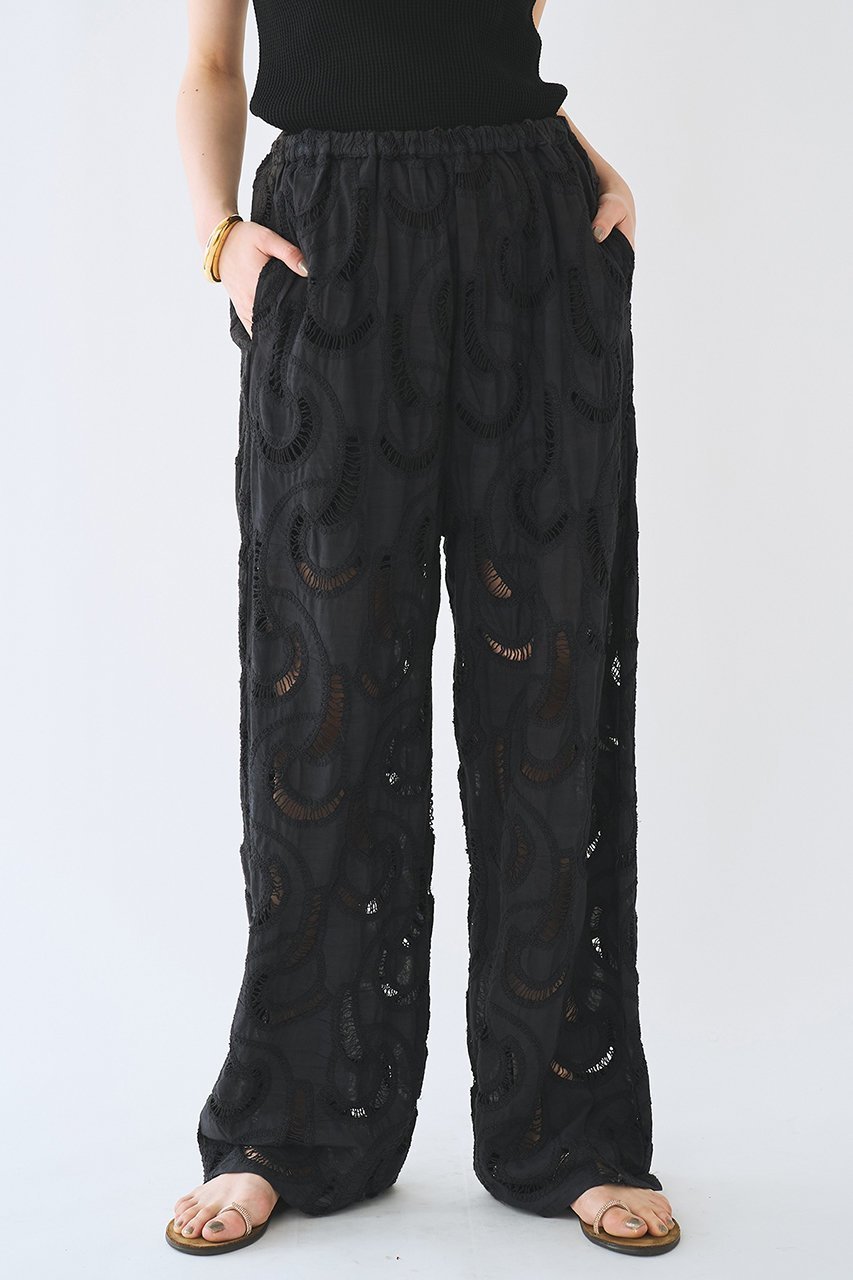 【ウィムガゼット/Whim Gazette】の【WEB限定】エンブロイダリーパンツ インテリア・キッズ・メンズ・レディースファッション・服の通販 founy(ファウニー) 　ファッション　Fashion　レディースファッション　Fashion for Women　パンツ　Pants & Trousers　インド　Indian Textile　ジャケット　Jacket, Outerwear　透かし　Cut-Out, Lacework　マニッシュ　Mannish, Boyish　メッシュ　Mesh, Net Fabric　モダン　Modern, Contemporary　リラックス　Relax, Relaxed Fit　レース　Lace, Lace Fabric　おすすめ　Recommended / Our Picks　新作・新入荷　New Arrivals / New In　ブラック|ID: prp329100004986989 ipo3291000000037357847