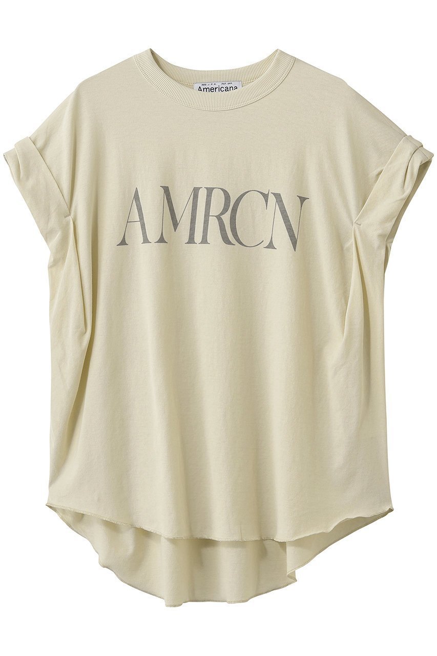 【アメリカーナ/Americana】のロールアップTシャツ インテリア・キッズ・メンズ・レディースファッション・服の通販 founy(ファウニー) 　ファッション　Fashion　レディースファッション　Fashion for Women　トップス・カットソー　Cut & Sew Tops　シャツ・ブラウス・オフィスカジュアル　Elegant Blouses & Button-Ups　ロングTシャツ・Tシャツ　Longline T-Shirts & Tees　カットソー・ベーシックTシャツ　Cut-and-Sewn Tops / Stretch Tees & Basics　ショート　Short, Short Length　スリーブ　Sleeve, Long Sleeve / Short Sleeve　ロールアップ　Roll-Up, Cuffed Hem　新作・新入荷　New Arrivals / New In　ライトイエロー|ID: prp329100004986991 ipo3291000000037357867