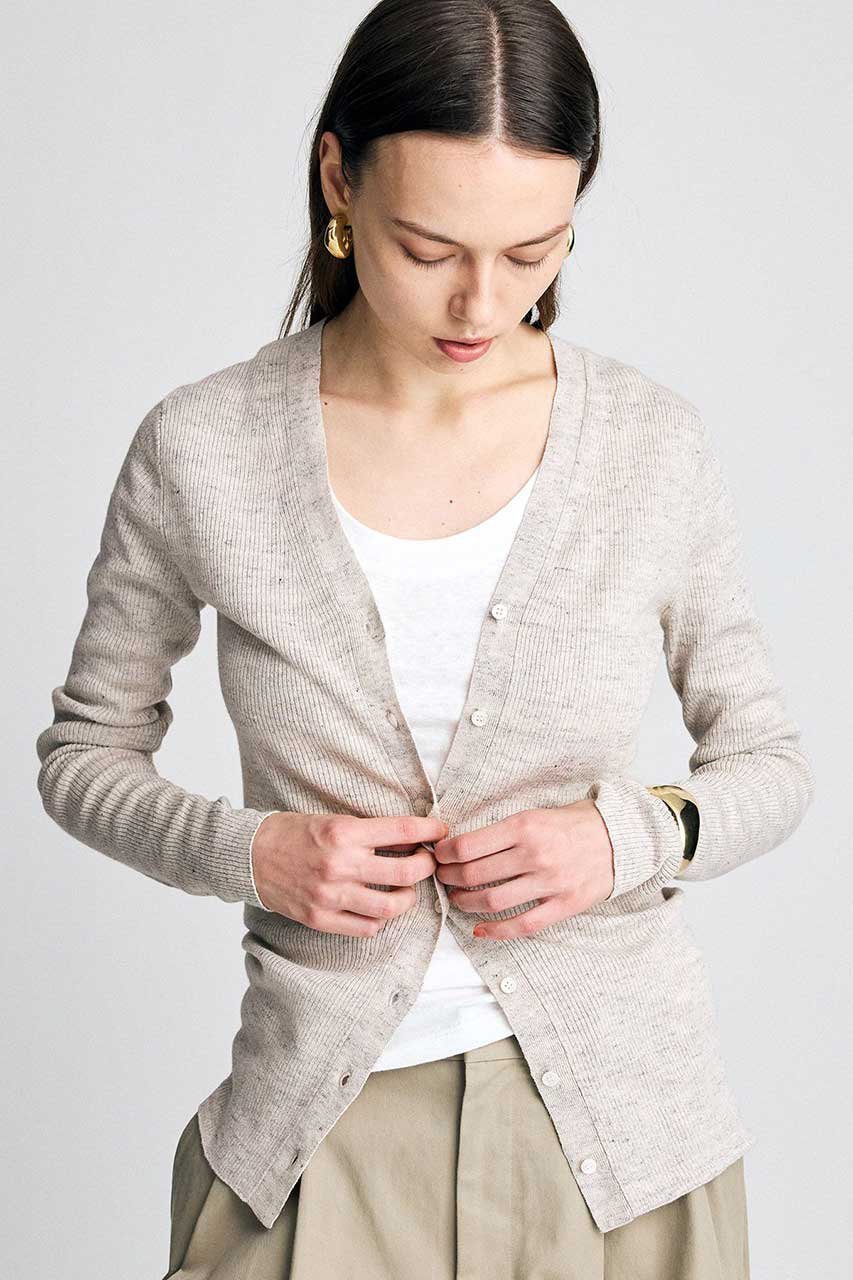 【ブリル/BRILL】のリブ スリムカーディガン インテリア・キッズ・メンズ・レディースファッション・服の通販 founy(ファウニー) 　ファッション　Fashion　レディースファッション　Fashion for Women　トップス・カットソー　Cut & Sew Tops　ニット　Knit Tops & Sweaters　カーディガン・羽織り　Layered Style Cardigans　イタリア　Italy　カーディガン　Cardigan, Knitwear　シルク　Silk, 100% Silk　スリム　Slim, Slim Fit　リネン　Linen, Linen Fabric　夏　Summer　新作・新入荷　New Arrivals / New In　ライトグレー|ID: prp329100004986996 ipo3291000000037357910