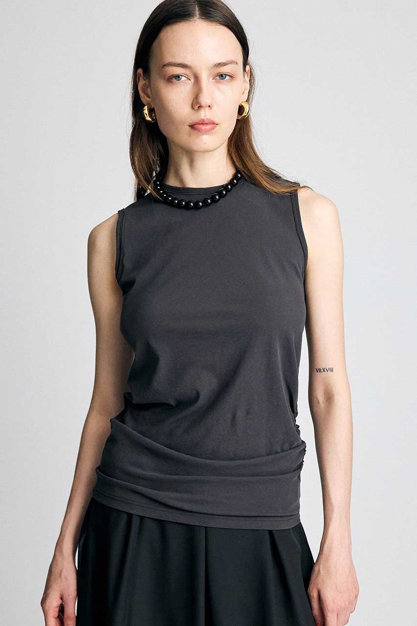 【ブリル/BRILL】のハイツイストギャザーカットソー インテリア・キッズ・メンズ・レディースファッション・服の通販 founy(ファウニー) 　ファッション　Fashion　レディースファッション　Fashion for Women　トップス・カットソー　Cut & Sew Tops　キャミソール&ノースリーブ　Camisoles & Sleeveless Tops　シャツ・ブラウス・オフィスカジュアル　Elegant Blouses & Button-Ups　ロングTシャツ・Tシャツ　Longline T-Shirts & Tees　カットソー・ベーシックTシャツ　Cut-and-Sewn Tops / Stretch Tees & Basics　アシンメトリー　Asymmetrical Style　カットソー　Cut and Sewn Top　カリフォルニア　California, Cali Style　キャミソール　Camisole, Spaghetti Strap Top　ギャザー　Gathered, Ruffled　タンク　Tank Top, Sleeveless Top　新作・新入荷　New Arrivals / New In　ブラック|ID: prp329100004986998 ipo3291000000037357928