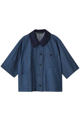 【ミズイロ インド/mizuiro ind】 half slv denim shirt シャツ大人の最旬トレンドファッション＆コーディネート founy(ファウニー) ファッション Fashion レディースファッション Fashion for Women トップス・カットソー Cut & Sew Tops シャツ・ブラウス・オフィスカジュアル Elegant Blouses & Button-Ups コンパクト Compact, Small Size ショート Short, Short Length スリーブ Sleeve, Long Sleeve / Short Sleeve タンク Tank Top, Sleeveless Top バランス Balance, Style Balance パッチ Patch, Appliqué ポケット Pocket, Pocket Detail モダン Modern, Contemporary 夏 Summer 新作・新入荷 New Arrivals / New In |ID:prp329100004990527