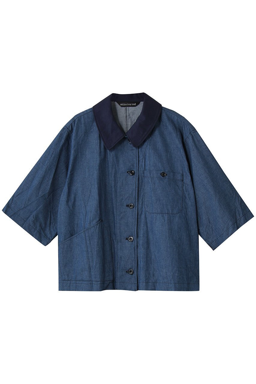 【ミズイロ インド/mizuiro ind】のhalf slv denim shirt シャツ インテリア・キッズ・メンズ・レディースファッション・服の通販 founy(ファウニー) 　ファッション　Fashion　レディースファッション　Fashion for Women　トップス・カットソー　Cut & Sew Tops　シャツ・ブラウス・オフィスカジュアル　Elegant Blouses & Button-Ups　コンパクト　Compact, Small Size　ショート　Short, Short Length　スリーブ　Sleeve, Long Sleeve / Short Sleeve　タンク　Tank Top, Sleeveless Top　バランス　Balance, Style Balance　パッチ　Patch, Appliqué　ポケット　Pocket, Pocket Detail　モダン　Modern, Contemporary　夏　Summer　新作・新入荷　New Arrivals / New In　blue|ID: prp329100004990527 ipo3291000000037379925