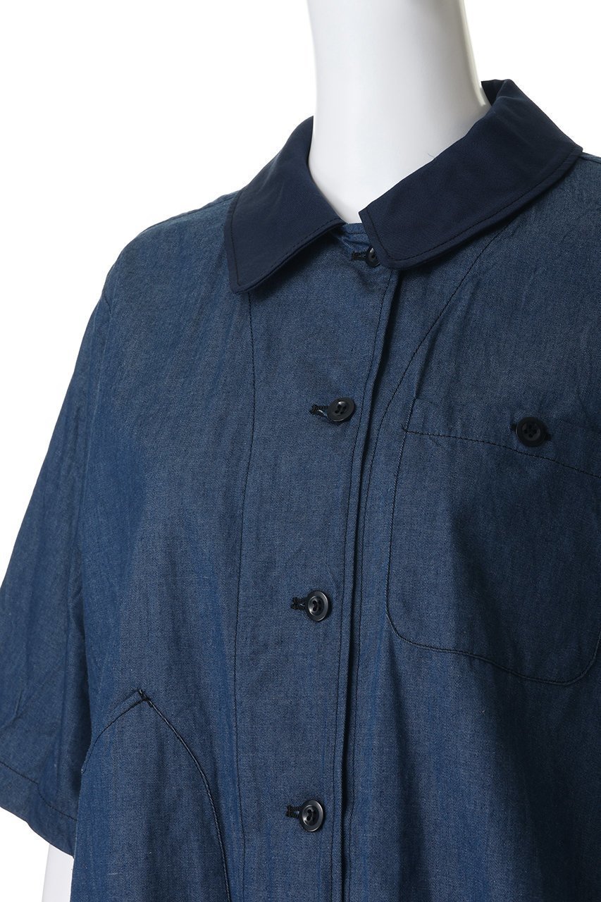 【ミズイロ インド/mizuiro ind】のhalf slv denim shirt シャツ 大人の最旬トレンドファッション＆コーディネート founy(ファウニー) 　ファッション　Fashion　レディースファッション　Fashion for Women　トップス・カットソー　Cut & Sew Tops　シャツ・ブラウス・オフィスカジュアル　Elegant Blouses & Button-Ups　コンパクト　Compact, Small Size　ショート　Short, Short Length　スリーブ　Sleeve, Long Sleeve / Short Sleeve　タンク　Tank Top, Sleeveless Top　バランス　Balance, Style Balance　パッチ　Patch, Appliqué　ポケット　Pocket, Pocket Detail　モダン　Modern, Contemporary　夏　Summer　新作・新入荷　New Arrivals / New In　other-5|ID: prp329100004990527 ipo3291000000037379931