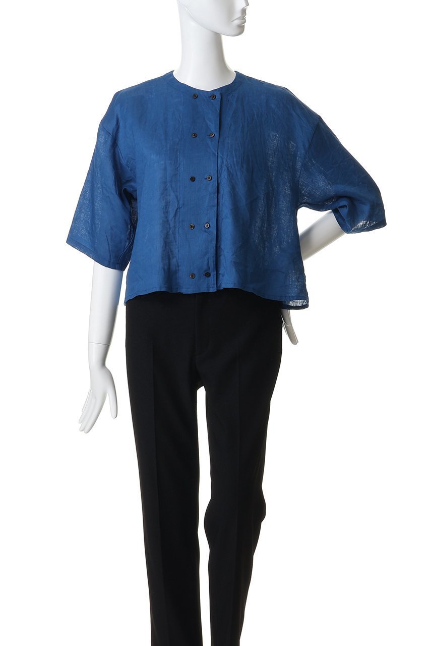 【ミズイロ インド/mizuiro ind】のlinen double crew neck shirt シャツ 大人の最旬トレンドファッション＆コーディネート founy(ファウニー) 　ファッション　Fashion　レディースファッション　Fashion for Women　トップス・カットソー　Cut & Sew Tops　シャツ・ブラウス・オフィスカジュアル　Elegant Blouses & Button-Ups　おすすめ　Recommended / Our Picks　コンパクト　Compact, Small Size　ショート　Short, Short Length　スリーブ　Sleeve, Long Sleeve / Short Sleeve　ダブル　Double, Double-Breasted　マキシ　Maxi, Full Length　リネン　Linen, Linen Fabric　ワイド　Wide, Wide Fit　夏　Summer　新作・新入荷　New Arrivals / New In　other-2|ID: prp329100004990528 ipo3291000000037379936
