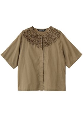 【ミズイロ インド/mizuiro ind】 frill design crew neck shirt シャツ大人の最旬トレンドファッション＆コーディネート founy(ファウニー) ファッション Fashion レディースファッション Fashion for Women トップス・カットソー Cut & Sew Tops シャツ・ブラウス・オフィスカジュアル Elegant Blouses & Button-Ups なめらか Smooth, Silky Texture ショート Short, Short Length スリーブ Sleeve, Long Sleeve / Short Sleeve バランス Balance, Style Balance フリル Frill, Ruffle エレガント 上品 Elegant 新作・新入荷 New Arrivals / New In |ID:prp329100004990529