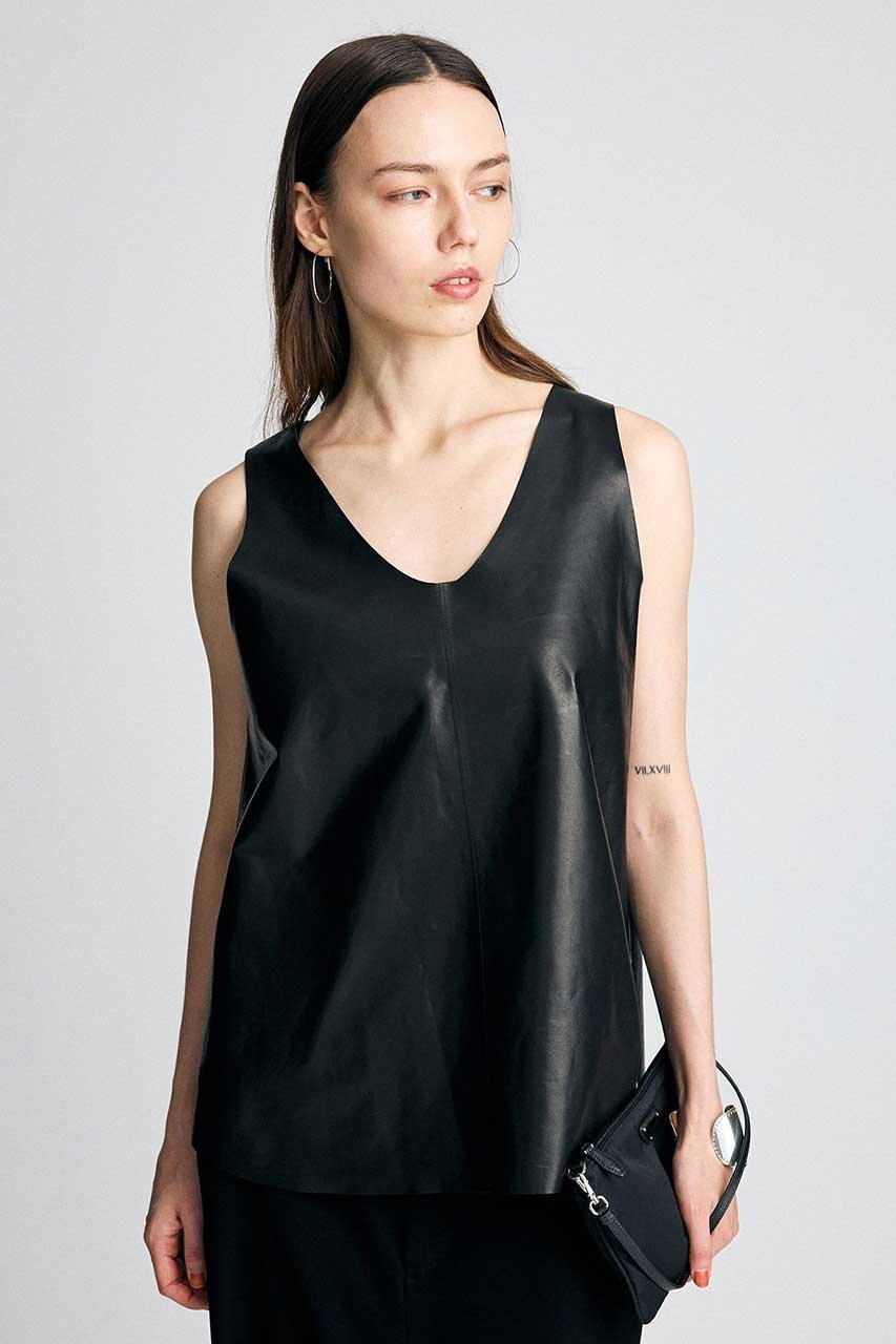 【ブリル/BRILL】のレザータンクトップ 大人の最旬トレンドファッション＆コーディネート founy(ファウニー) 　ファッション　Fashion　レディースファッション　Fashion for Women　トップス・カットソー　Cut & Sew Tops　キャミソール&ノースリーブ　Camisoles & Sleeveless Tops　シャツ・ブラウス・オフィスカジュアル　Elegant Blouses & Button-Ups　ロングTシャツ・Tシャツ　Longline T-Shirts & Tees　カットソー・ベーシックTシャツ　Cut-and-Sewn Tops / Stretch Tees & Basics　キャミソール　Camisole, Spaghetti Strap Top　タンク　Tank Top, Sleeveless Top　新作・新入荷　New Arrivals / New In　other-4|ID: prp329100004990544 ipo3291000000037380067