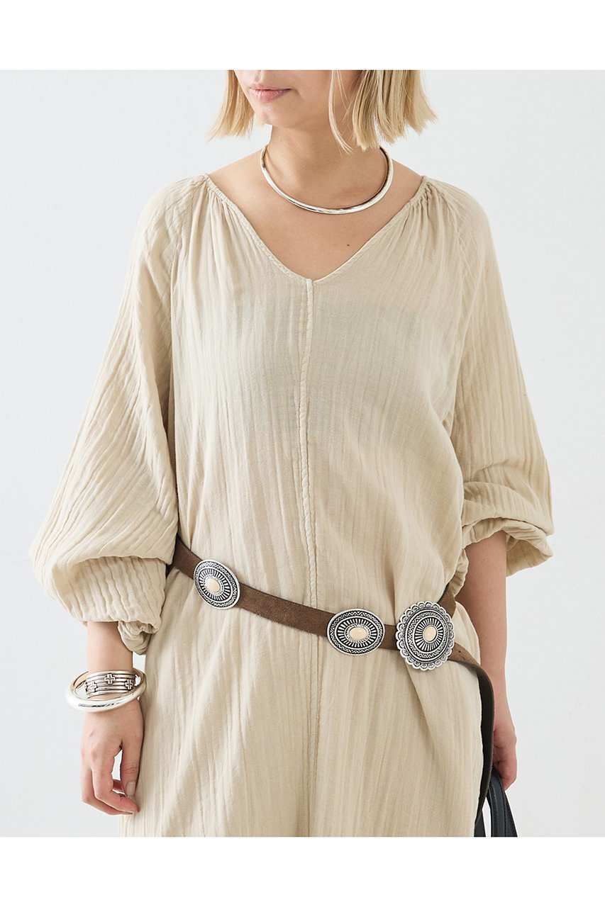 【ザ ストア バイ シー/THE STORE by C】の【COCUCA】パフスリーブドレス 大人の最旬トレンドファッション＆コーディネート founy(ファウニー) 　ファッション　Fashion　レディースファッション　Fashion for Women　ワンピース　Dresses　フォーマル・パーティードレス・結婚式用ドレス　Elegant & Casual Dresses　チュニック　Tunic Tops & Dresses　スリーブ　Sleeve, Long Sleeve / Short Sleeve　ダブル　Double, Double-Breasted　チュニック　Tunic, Long Top　ドレス　Dress, One-Piece　リゾート　Resort, Vacation Style　リラックス　Relax, Relaxed Fit　ロング　Long, Long-Length　ワッシャー　Washer, Crinkled Finish　other-4|ID: prp329100004992189 ipo3291000000037386486