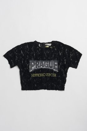 【プランク プロジェクト/PRANK PROJECT】のPRAGUE ロゴプリントTシャツ / Lace Pleats Top 大人の最旬トレンドファッション＆コーディネート founy(ファウニー) ファッション Fashion レディースファッション Fashion for Women トップス・カットソー Cut & Sew Tops シャツ・ブラウス・オフィスカジュアル Elegant Blouses & Button-Ups ロングTシャツ・Tシャツ Longline T-Shirts & Tees カットソー・ベーシックTシャツ Cut-and-Sewn Tops / Stretch Tees & Basics インナー Innerwear クロップド Cropped, Short Length グラフィック Graphic, Graphic Design コンパクト Compact, Small Size ショート Short, Short Length スリーブ Sleeve, Long Sleeve / Short Sleeve テクスチャー Texture, Textured Fabric プリント Print, Printed Pattern プリーツ Pleats, Pleated ミックス Mix, Mixed Style レース Lace, Lace Fabric 新作・新入荷 New Arrivals / New In |ID:prp329100004992196