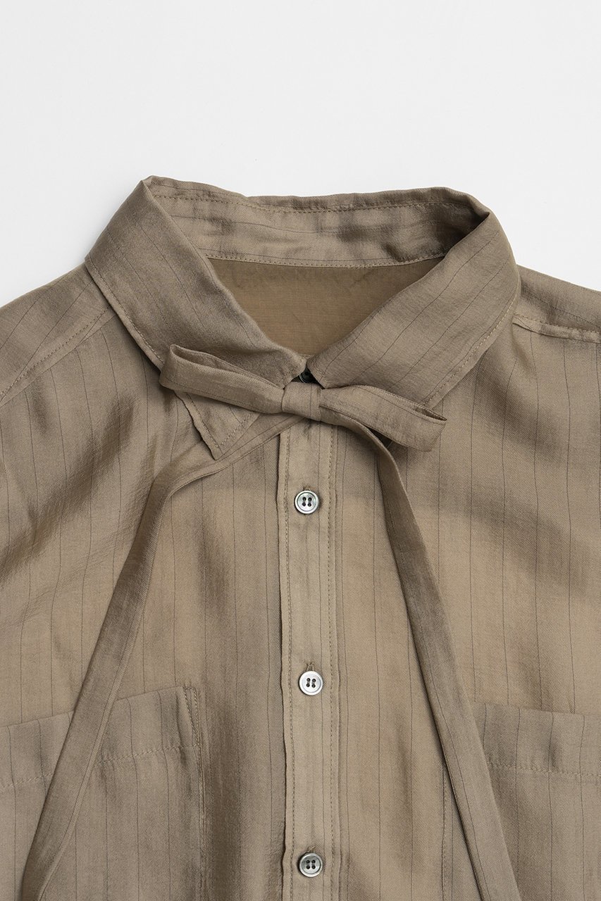 【プランク プロジェクト/PRANK PROJECT】のシアーボウタイシャツ / Sheer Bow Tie Shirt 大人の最旬トレンドファッション＆コーディネート founy(ファウニー) 　ファッション　Fashion　レディースファッション　Fashion for Women　トップス・カットソー　Cut & Sew Tops　シャツ・ブラウス・オフィスカジュアル　Elegant Blouses & Button-Ups　おすすめ　Recommended / Our Picks　キュプラ　Cupro, Eco Fabric　ショート　Short, Short Length　ストライプ　Stripe, Striped Pattern　スリーブ　Sleeve, Long Sleeve / Short Sleeve　セットアップ　Set-Up, Coordinated Outfit　ベーシック　Basic, Essential　ポケット　Pocket, Pocket Detail　夏　Summer　新作・新入荷　New Arrivals / New In　other-4|ID: prp329100004992198 ipo3291000000037386571