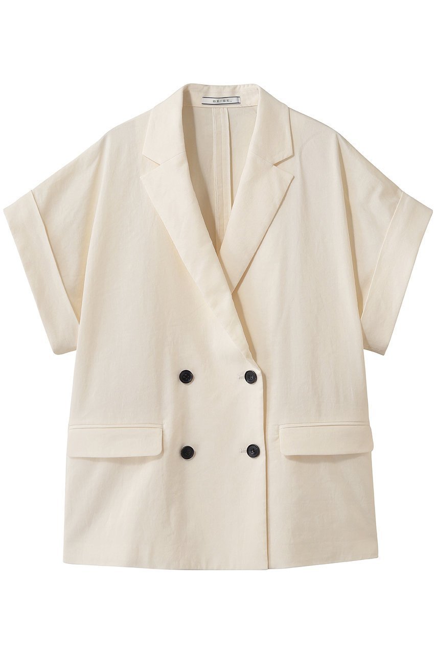 【ベイジ,/BEIGE,】のSPINEL(スピネル)/ハーフスリーブダブルジャケット インテリア・キッズ・メンズ・レディースファッション・服の通販 founy(ファウニー) 　ファッション　Fashion　レディースファッション　Fashion for Women　アウター　Coat / Outerwear Collection　レディースジャケット・軽アウター　Jackets　シェイプ　Shape, Slim Fit　ジャケット　Jacket, Outerwear　ダブル　Double, Double-Breasted　マニッシュ　Mannish, Boyish　リネン　Linen, Linen Fabric　半袖　Short Sleeve, Half Sleeve　夏　Summer　新作・新入荷　New Arrivals / New In　Ecru|ID: prp329100004992208 ipo3291000000037386654
