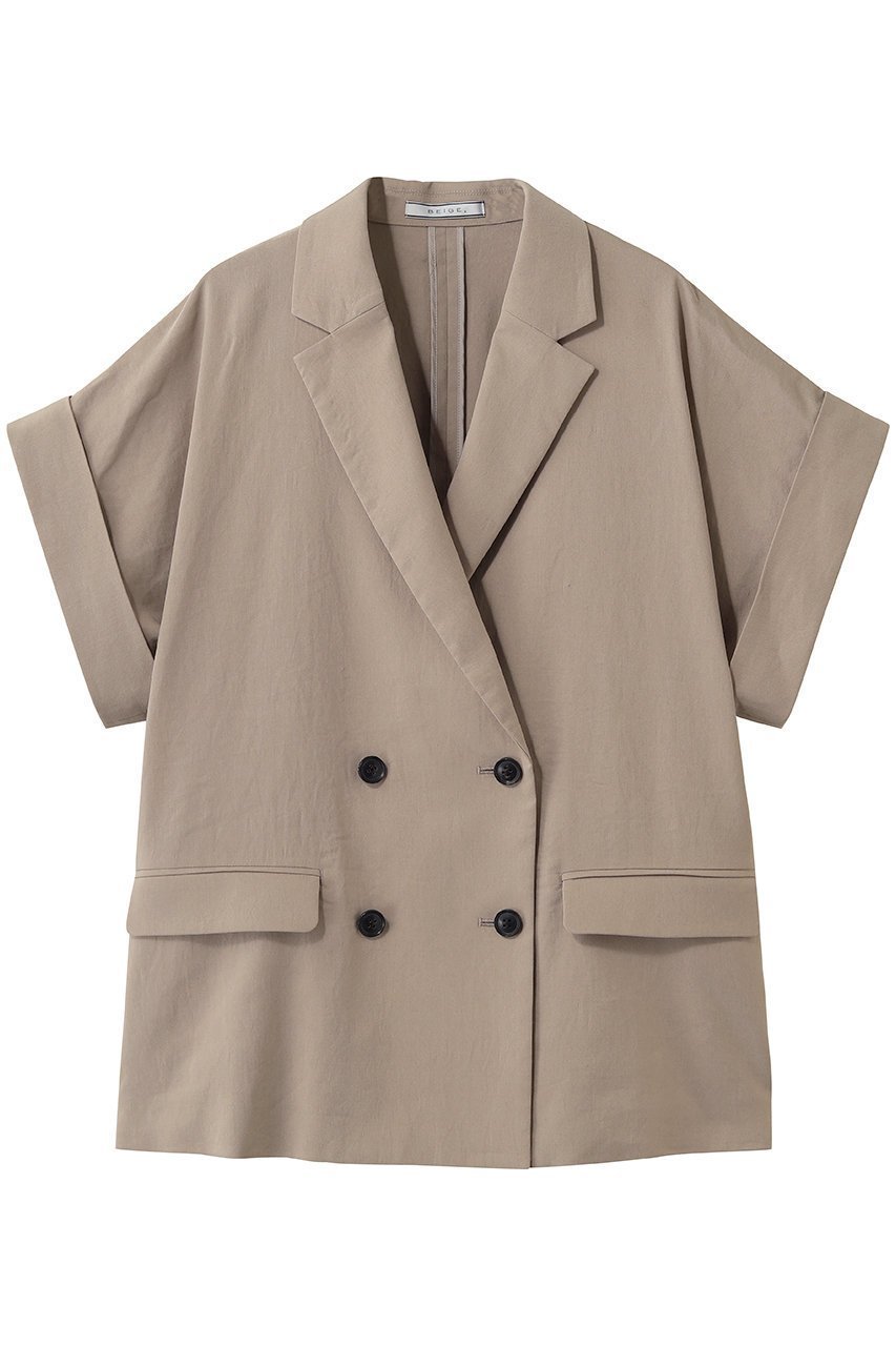 【ベイジ,/BEIGE,】のSPINEL(スピネル)/ハーフスリーブダブルジャケット インテリア・キッズ・メンズ・レディースファッション・服の通販 founy(ファウニー) 　ファッション　Fashion　レディースファッション　Fashion for Women　アウター　Coat / Outerwear Collection　レディースジャケット・軽アウター　Jackets　シェイプ　Shape, Slim Fit　ジャケット　Jacket, Outerwear　ダブル　Double, Double-Breasted　マニッシュ　Mannish, Boyish　リネン　Linen, Linen Fabric　半袖　Short Sleeve, Half Sleeve　夏　Summer　新作・新入荷　New Arrivals / New In　Milk Tea|ID: prp329100004992208 ipo3291000000037386655