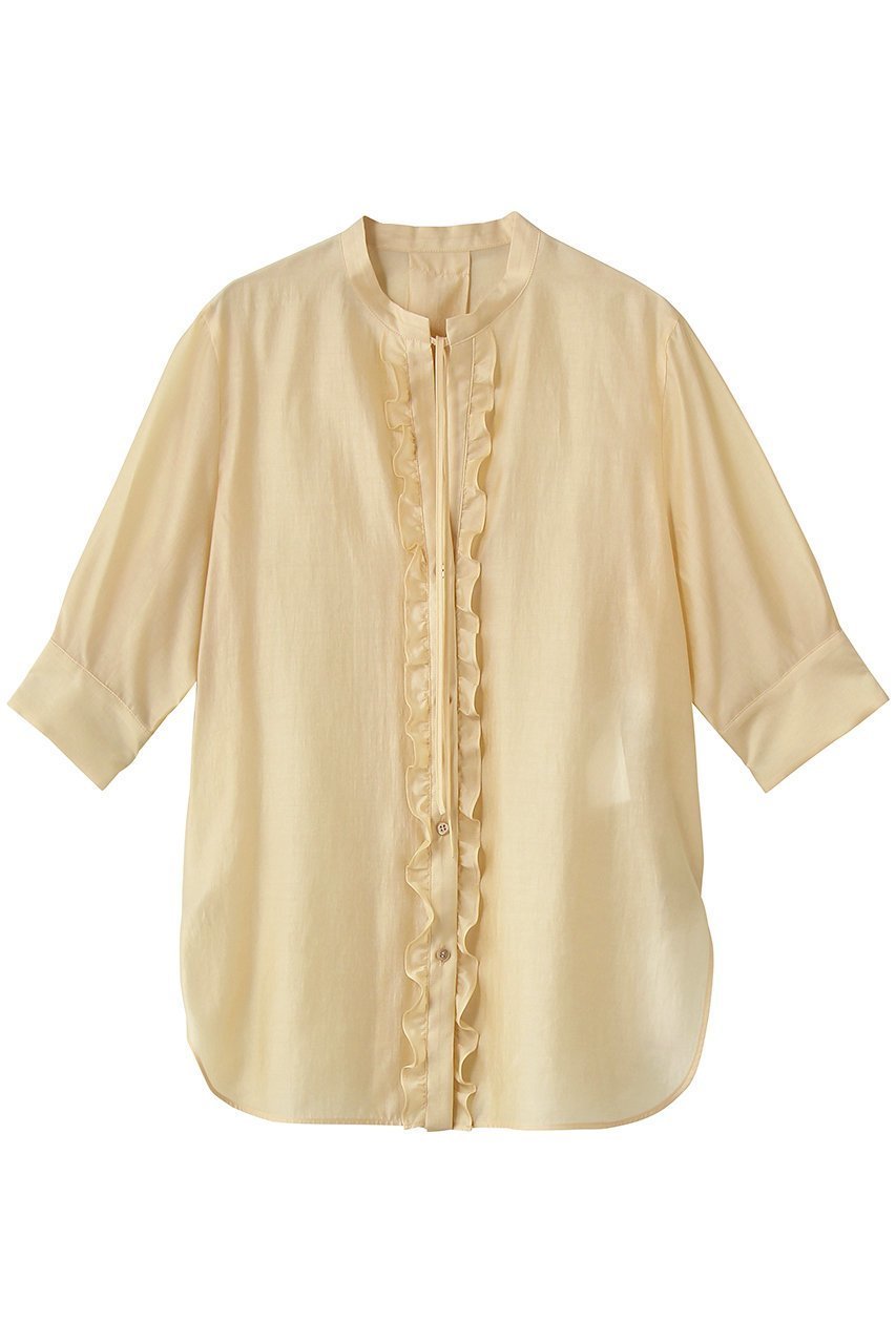 【ベイジ,/BEIGE,】のAMARYLLIS(アマリリス)/フリルリボンブラウス インテリア・キッズ・メンズ・レディースファッション・服の通販 founy(ファウニー) 　ファッション　Fashion　レディースファッション　Fashion for Women　トップス・カットソー　Cut & Sew Tops　シャツ・ブラウス・オフィスカジュアル　Elegant Blouses & Button-Ups　シアー　Sheer, See-Through　ショート　Short, Short Length　スリーブ　Sleeve, Long Sleeve / Short Sleeve　バランス　Balance, Style Balance　フリル　Frill, Ruffle　リボン　Ribbon, Bow　新作・新入荷　New Arrivals / New In　Peach|ID: prp329100004992212 ipo3291000000037386690