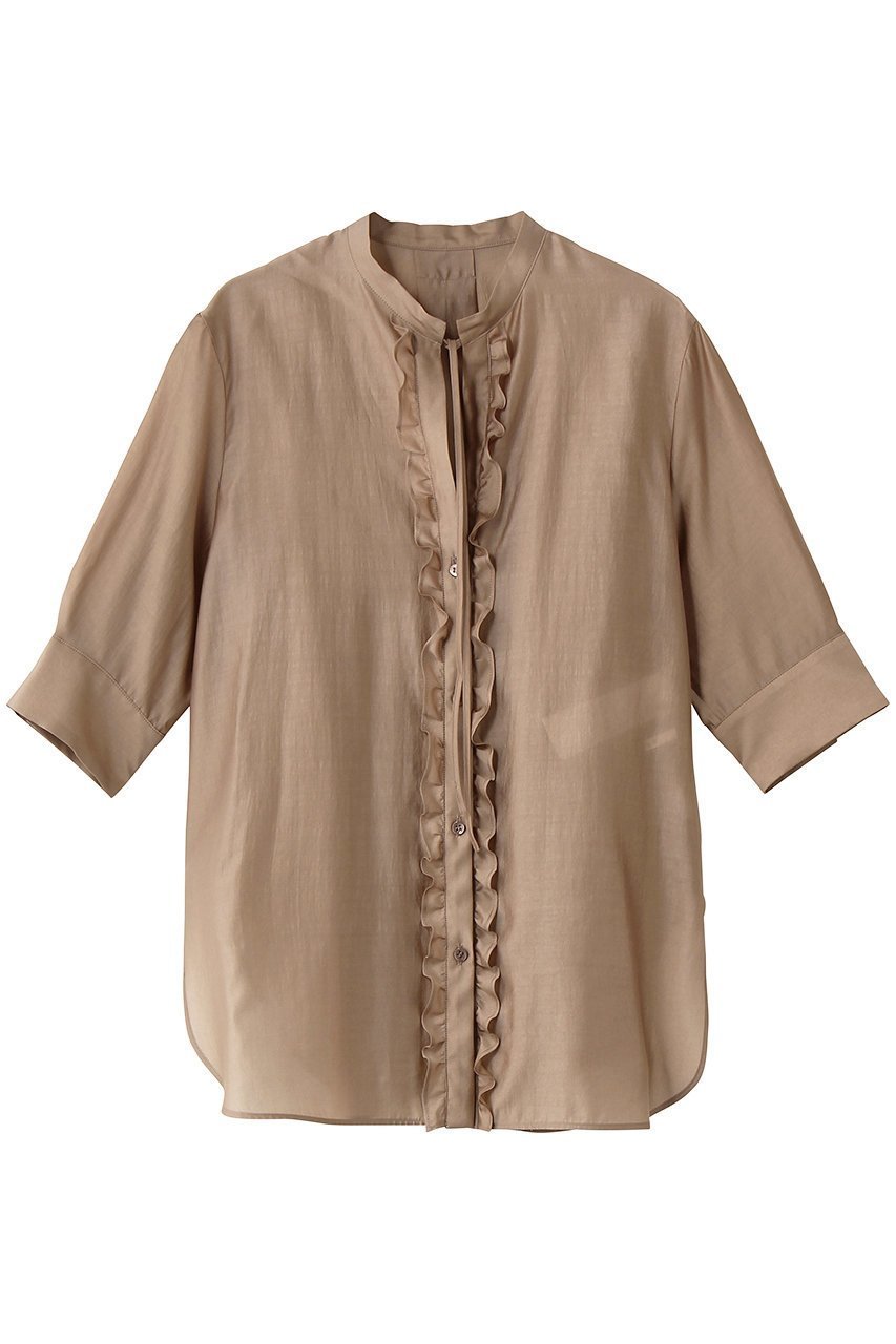【ベイジ,/BEIGE,】のAMARYLLIS(アマリリス)/フリルリボンブラウス インテリア・キッズ・メンズ・レディースファッション・服の通販 founy(ファウニー) 　ファッション　Fashion　レディースファッション　Fashion for Women　トップス・カットソー　Cut & Sew Tops　シャツ・ブラウス・オフィスカジュアル　Elegant Blouses & Button-Ups　シアー　Sheer, See-Through　ショート　Short, Short Length　スリーブ　Sleeve, Long Sleeve / Short Sleeve　バランス　Balance, Style Balance　フリル　Frill, Ruffle　リボン　Ribbon, Bow　新作・新入荷　New Arrivals / New In　Milk Tea|ID: prp329100004992212 ipo3291000000037386691