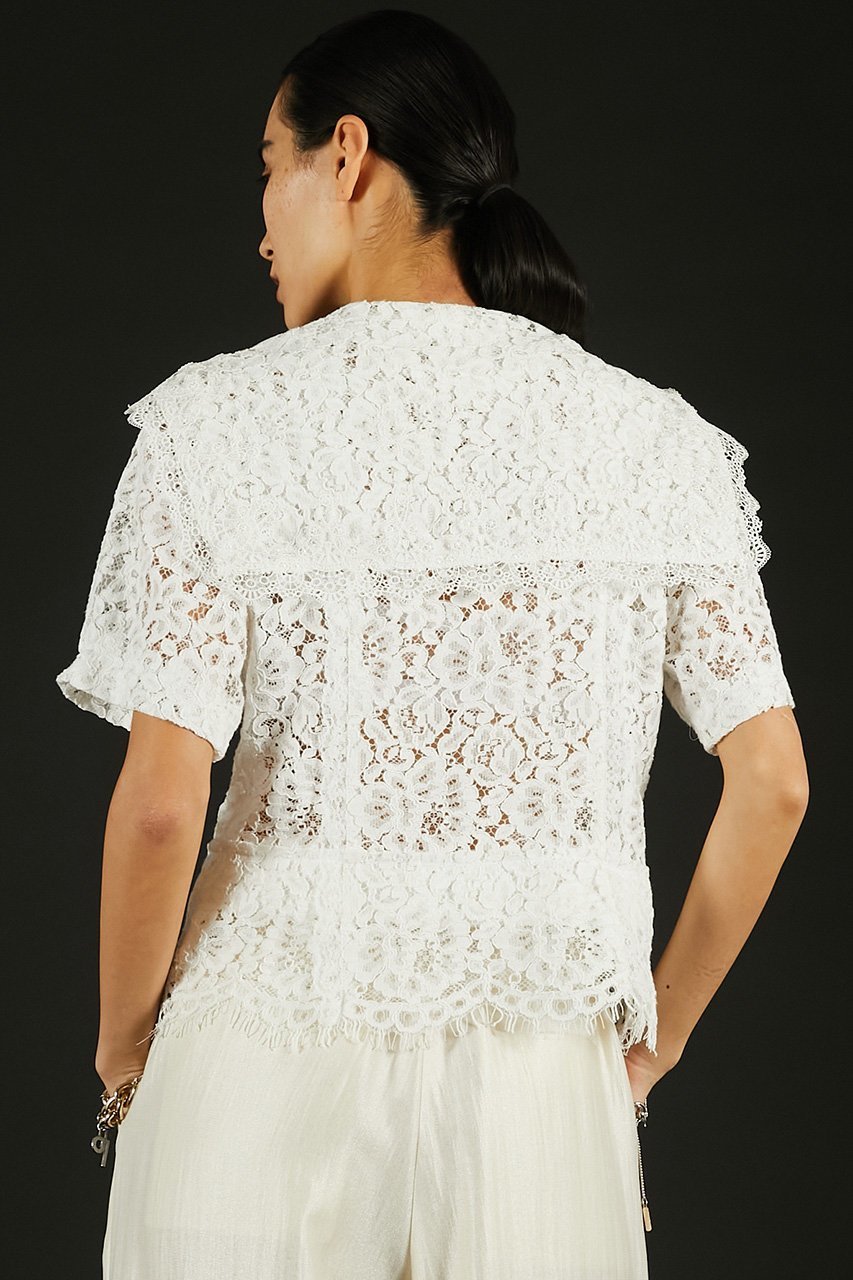 【プランク プロジェクト/PRANK PROJECT】のスカラップレースセーラーシャツ / Scallop Lace Sailor Shirt 大人の最旬トレンドファッション＆コーディネート founy(ファウニー) 　ファッション　Fashion　レディースファッション　Fashion for Women　トップス・カットソー　Cut & Sew Tops　シャツ・ブラウス・オフィスカジュアル　Elegant Blouses & Button-Ups　おすすめ　Recommended / Our Picks　オケージョン　Occasion Wear　クラシック　Classic, Timeless Style　ショート　Short, Short Length　スカラップ　Scallop, Scalloped Edge　スリーブ　Sleeve, Long Sleeve / Short Sleeve　バランス　Balance, Style Balance　レース　Lace, Lace Fabric　新作・新入荷　New Arrivals / New In　other-8|ID: prp329100004992218 ipo3291000000037386745