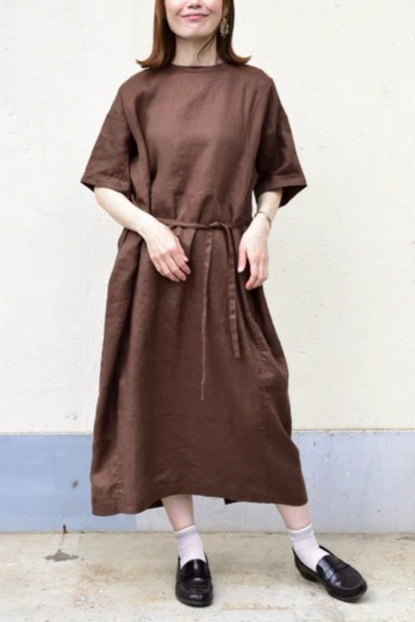 【レリル/lelill】のリネン コクーンワンピース インテリア・キッズ・メンズ・レディースファッション・服の通販 founy(ファウニー) 　ファッション　Fashion　レディースファッション　Fashion for Women　ワンピース　Dresses　チュニック　Tunic Tops & Dresses　チュニック　Tunic, Long Top　定番　Standard, Basic Item　人気　Popular, Best Seller　ブラウジング　Blouson Silhouette, Cinched Waist　リネン　Linen, Linen Fabric　ロング　Long, Long-Length　夏　Summer　エレガント 上品　Elegant　新作・新入荷　New Arrivals / New In　ブラウン|ID: prp329100004992256 ipo3291000000037387069