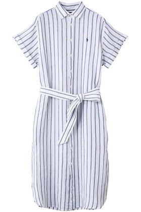 【ラルフローレン/RALPH LAUREN】 【POLO RALPH LAUREN】ストライプド リネン ショートスリーブ シャツドレス大人の最旬トレンドファッション＆コーディネート founy(ファウニー) ファッション Fashion レディースファッション Fashion for Women ワンピース Dresses フォーマル・パーティードレス・結婚式用ドレス Elegant & Casual Dresses チュニック Tunic Tops & Dresses ショート Short, Short Length ストライプ Stripe, Striped Pattern スリーブ Sleeve, Long Sleeve / Short Sleeve チュニック Tunic, Long Top ドレス Dress, One-Piece フィット Fit, Slim Fit フレア Flare, Flared リネン Linen, Linen Fabric ロング Long, Long-Length 夏 Summer 新作・新入荷 New Arrivals / New In |ID:prp329100004992269