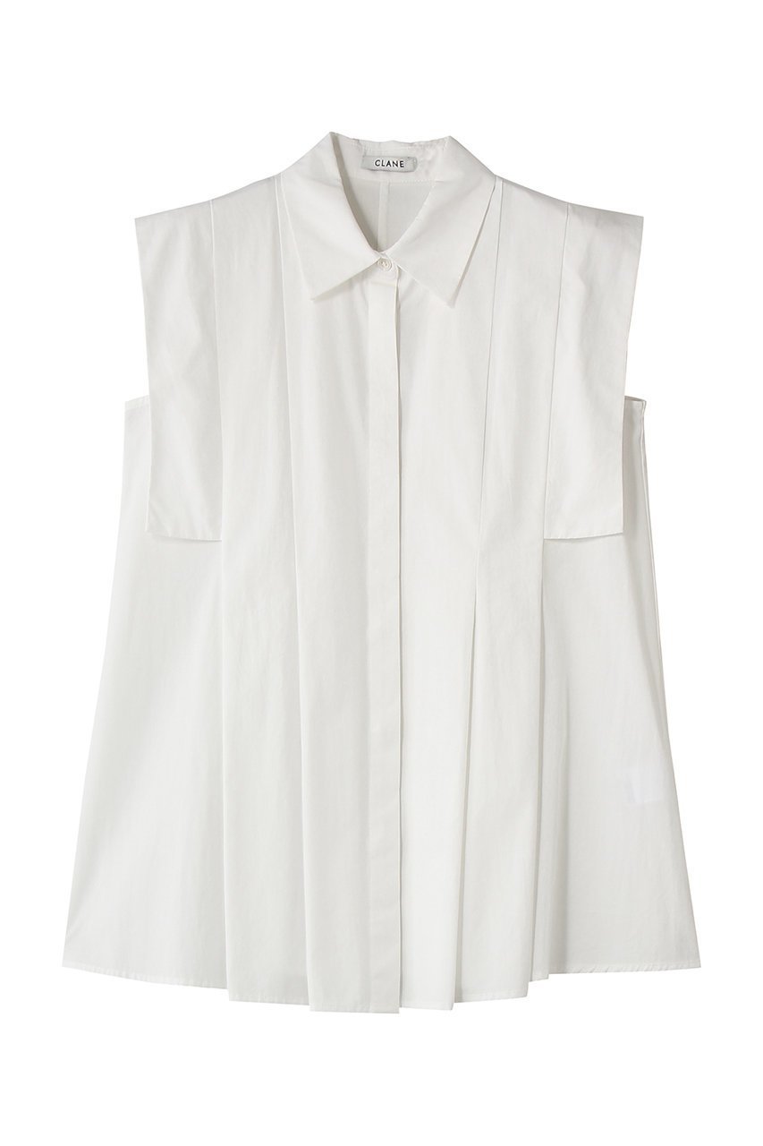 【クラネ/CLANE】のPANEL PLEAT WAIST SHAPE SHIRTS 大人の最旬トレンドファッション＆コーディネート founy(ファウニー) 　ファッション　Fashion　レディースファッション　Fashion for Women　トップス・カットソー　Cut & Sew Tops　キャミソール&ノースリーブ　Camisoles & Sleeveless Tops　シャツ・ブラウス・オフィスカジュアル　Elegant Blouses & Button-Ups　オケージョン　Occasion Wear　シンプル　Simple, Minimal　スクエア　Square, Square Shape　スリーブ　Sleeve, Long Sleeve / Short Sleeve　ノースリーブ　Sleeveless, No-Sleeve　ボトム　Bottoms, Lower Wear　エレガント 上品　Elegant　新作・新入荷　New Arrivals / New In　 other-1|ID: prp329100004992290 ipo3291000000037387345