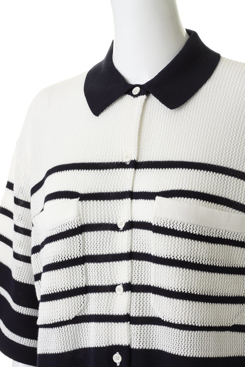 【クラネ/CLANE】のHALF SLEEVE OVER KNIT SHIRT 大人の最旬トレンドファッション&コーディネート founy(ファウニー) ファッション Fashion レディースファッション Fashion for Women トップス・カットソー Cut & Sew Tops ニット Knit Tops & Sweaters シャツ・ブラウス・オフィスカジュアル Elegant Blouses & Button-Ups ロングTシャツ・Tシャツ Longline T-Shirts & Tees ショート Short, Short Length スリット Slit, Slit Detail スリーブ Sleeve, Long Sleeve / Short Sleeve ボーダー Border, Stripe メッシュ Mesh, Net Fabric 新作・新入荷 New Arrivals / New In other-5|ID: prp329100004992291 ipo3291000000037387373