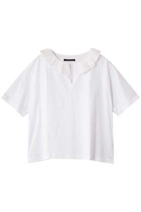 【ミズイロ インド/mizuiro ind】 frill collar skipper T shirt シャツ大人の最旬トレンドファッション＆コーディネート founy(ファウニー) ファッション Fashion レディースファッション Fashion for Women トップス・カットソー Cut & Sew Tops シャツ・ブラウス・オフィスカジュアル Elegant Blouses & Button-Ups ロングTシャツ・Tシャツ Longline T-Shirts & Tees カットソー Cut and Sewn Top ショート Short, Short Length シンプル Simple, Minimal スキッパー Skipper, Open Collar スリーブ Sleeve, Long Sleeve / Short Sleeve ハーフ Half, Half-Length フリル Frill, Ruffle リラックス Relax, Relaxed Fit 新作・新入荷 New Arrivals / New In |ID:prp329100004992292