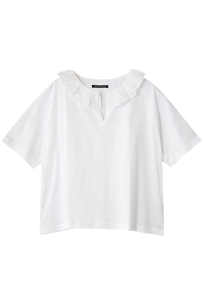 【ミズイロ インド/mizuiro ind】のfrill collar skipper T shirt シャツ 大人の最旬トレンドファッション＆コーディネート founy(ファウニー) 　ファッション　Fashion　レディースファッション　Fashion for Women　トップス・カットソー　Cut & Sew Tops　シャツ・ブラウス・オフィスカジュアル　Elegant Blouses & Button-Ups　ロングTシャツ・Tシャツ　Longline T-Shirts & Tees　カットソー　Cut and Sewn Top　ショート　Short, Short Length　シンプル　Simple, Minimal　スキッパー　Skipper, Open Collar　スリーブ　Sleeve, Long Sleeve / Short Sleeve　ハーフ　Half, Half-Length　フリル　Frill, Ruffle　リラックス　Relax, Relaxed Fit　新作・新入荷　New Arrivals / New In　 other-1|ID: prp329100004992292 ipo3291000000037387376