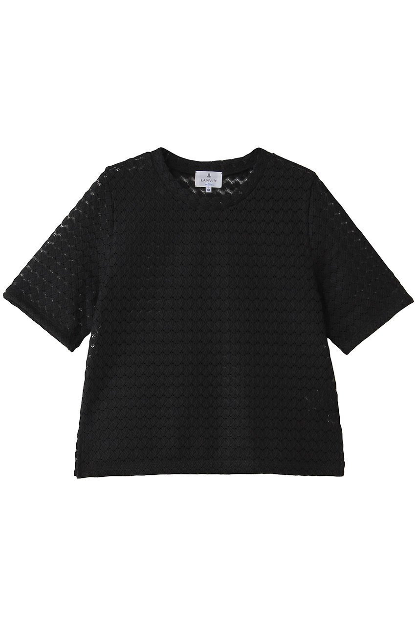 【ランバン オン ブルー/LANVIN en Bleu】のシアーレースカットソー インテリア・キッズ・メンズ・レディースファッション・服の通販 founy(ファウニー) 　ファッション　Fashion　レディースファッション　Fashion for Women　トップス・カットソー　Cut & Sew Tops　シャツ・ブラウス・オフィスカジュアル　Elegant Blouses & Button-Ups　ロングTシャツ・Tシャツ　Longline T-Shirts & Tees　カットソー・ベーシックTシャツ　Cut-and-Sewn Tops / Stretch Tees & Basics　おすすめ　Recommended / Our Picks　インナー　Innerwear　カットソー　Cut and Sewn Top　キャミソール　Camisole, Spaghetti Strap Top　コンパクト　Compact, Small Size　シアー　Sheer, See-Through　ショート　Short, Short Length　スリーブ　Sleeve, Long Sleeve / Short Sleeve　トレンド　Trend, Trending Now　レース　Lace, Lace Fabric　新作・新入荷　New Arrivals / New In　ブラック|ID: prp329100004992306 ipo3291000000037387527