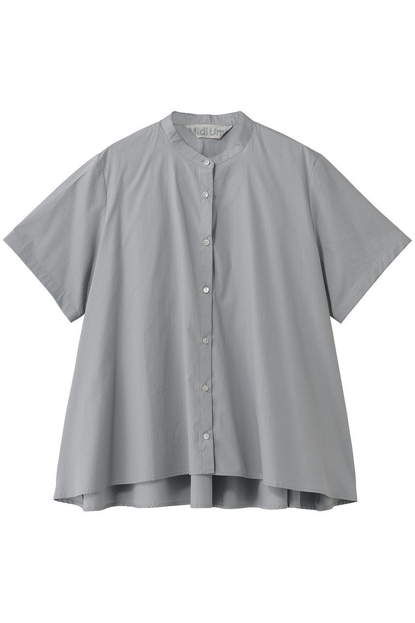 【ミディウミ/MidiUmi】のhalf slv dots A line shirt シャツ インテリア・キッズ・メンズ・レディースファッション・服の通販 founy(ファウニー) 　ファッション　Fashion　レディースファッション　Fashion for Women　トップス・カットソー　Cut & Sew Tops　シャツ・ブラウス・オフィスカジュアル　Elegant Blouses & Button-Ups　なめらか　Smooth, Silky Texture　ショート　Short, Short Length　スリーブ　Sleeve, Long Sleeve / Short Sleeve　ドット　Polka Dot, Dot Pattern　ドレープ　Drape, Draping Fabric　ワイド　Wide, Wide Fit　エレガント 上品　Elegant　新作・新入荷　New Arrivals / New In　l.gray|ID: prp329100004992319 ipo3291000000037387632