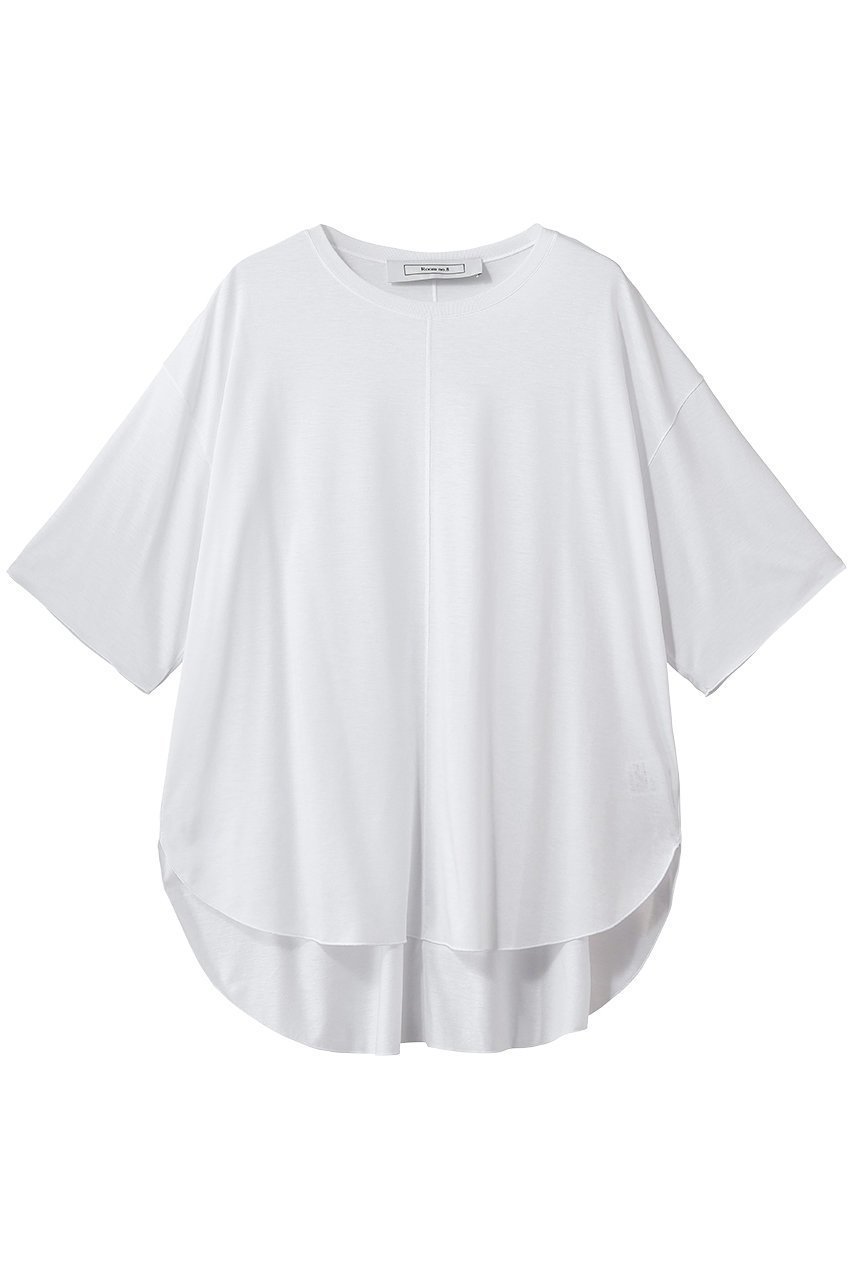 【ルームエイト/Room no.8】のTENCEL ラウンドヘム ハーフスリーブ Tシャツ インテリア・キッズ・メンズ・レディースファッション・服の通販 founy(ファウニー) 　ファッション　Fashion　レディースファッション　Fashion for Women　トップス・カットソー　Cut & Sew Tops　シャツ・ブラウス・オフィスカジュアル　Elegant Blouses & Button-Ups　ロングTシャツ・Tシャツ　Longline T-Shirts & Tees　カットソー・ベーシックTシャツ　Cut-and-Sewn Tops / Stretch Tees & Basics　カットソー　Cut and Sewn Top　ショート　Short, Short Length　スリーブ　Sleeve, Long Sleeve / Short Sleeve　センター　Center, Center Line　ハーフ　Half, Half-Length　バランス　Balance, Style Balance　フロント　Front, Front Design　新作・新入荷　New Arrivals / New In　ホワイト|ID: prp329100004992324 ipo3291000000037387674