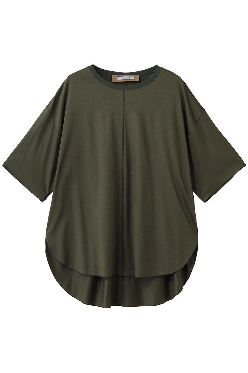 【ルームエイト/Room no.8】のTENCEL ラウンドヘム ハーフスリーブ Tシャツ インテリア・キッズ・メンズ・レディースファッション・服の通販 founy(ファウニー) 　ファッション　Fashion　レディースファッション　Fashion for Women　トップス・カットソー　Cut & Sew Tops　シャツ・ブラウス・オフィスカジュアル　Elegant Blouses & Button-Ups　ロングTシャツ・Tシャツ　Longline T-Shirts & Tees　カットソー・ベーシックTシャツ　Cut-and-Sewn Tops / Stretch Tees & Basics　カットソー　Cut and Sewn Top　ショート　Short, Short Length　スリーブ　Sleeve, Long Sleeve / Short Sleeve　センター　Center, Center Line　ハーフ　Half, Half-Length　バランス　Balance, Style Balance　フロント　Front, Front Design　新作・新入荷　New Arrivals / New In　カーキ|ID: prp329100004992324 ipo3291000000037387675