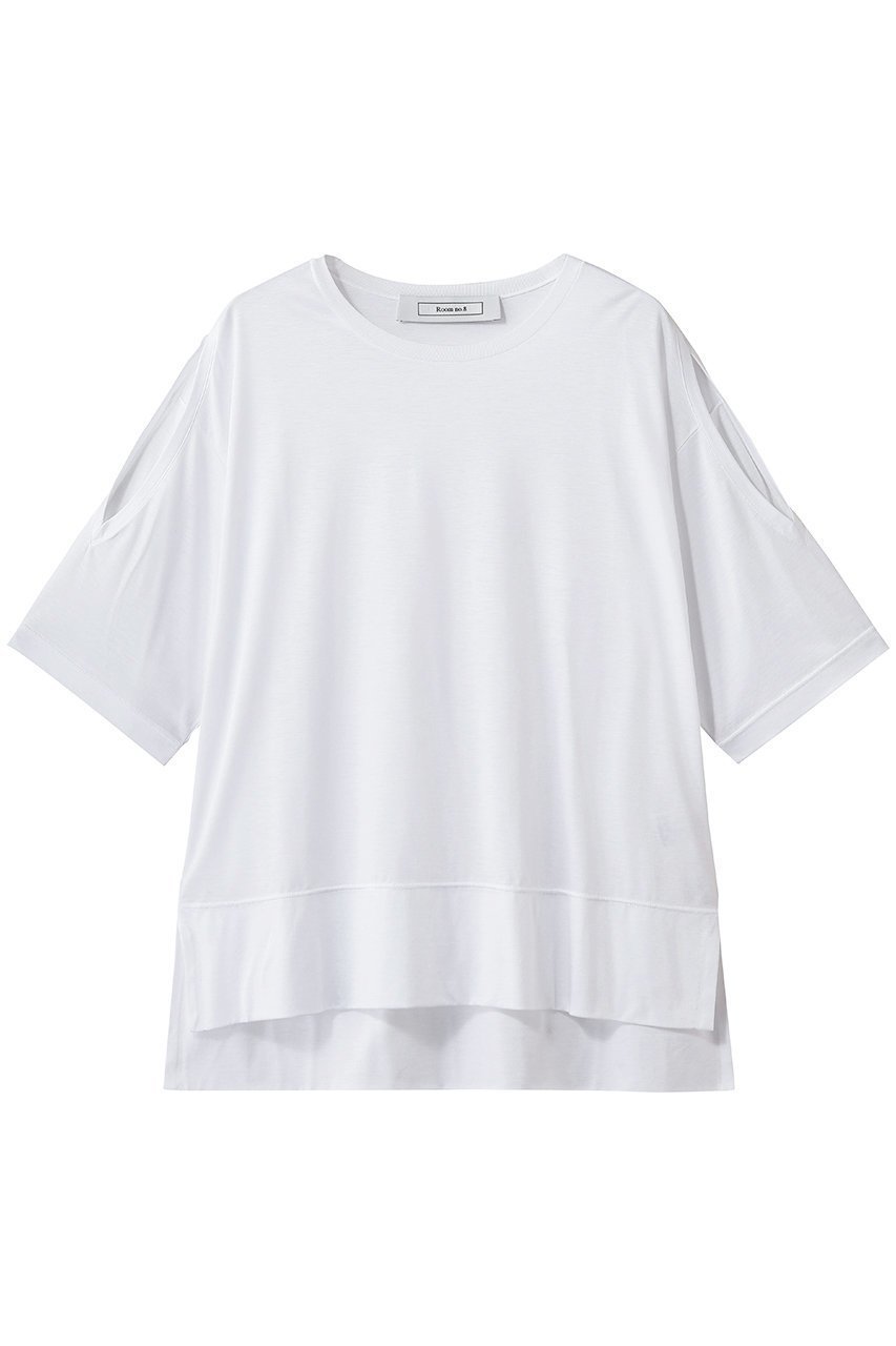 【ルームエイト/Room no.8】のTENCEL ショルダー-スリット Tシャツ インテリア・キッズ・メンズ・レディースファッション・服の通販 founy(ファウニー) 　ファッション　Fashion　レディースファッション　Fashion for Women　トップス・カットソー　Cut & Sew Tops　シャツ・ブラウス・オフィスカジュアル　Elegant Blouses & Button-Ups　ロングTシャツ・Tシャツ　Longline T-Shirts & Tees　カットソー・ベーシックTシャツ　Cut-and-Sewn Tops / Stretch Tees & Basics　なめらか　Smooth, Silky Texture　ショルダー　Shoulder, Shoulder Strap　ショート　Short, Short Length　シンプル　Simple, Minimal　スリット　Slit, Slit Detail　スリーブ　Sleeve, Long Sleeve / Short Sleeve　トレンド　Trend, Trending Now　ボトム　Bottoms, Lower Wear　新作・新入荷　New Arrivals / New In　ホワイト|ID: prp329100004992325 ipo3291000000037387683