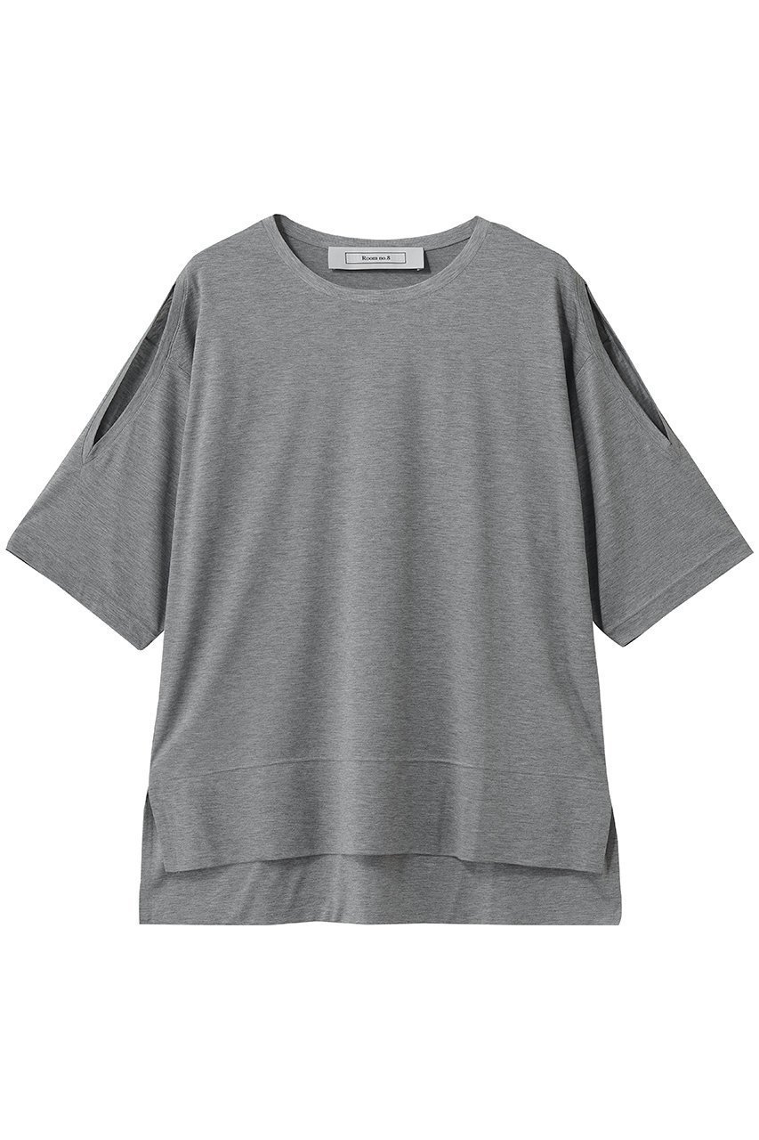 【ルームエイト/Room no.8】のTENCEL ショルダー-スリット Tシャツ インテリア・キッズ・メンズ・レディースファッション・服の通販 founy(ファウニー) 　ファッション　Fashion　レディースファッション　Fashion for Women　トップス・カットソー　Cut & Sew Tops　シャツ・ブラウス・オフィスカジュアル　Elegant Blouses & Button-Ups　ロングTシャツ・Tシャツ　Longline T-Shirts & Tees　カットソー・ベーシックTシャツ　Cut-and-Sewn Tops / Stretch Tees & Basics　なめらか　Smooth, Silky Texture　ショルダー　Shoulder, Shoulder Strap　ショート　Short, Short Length　シンプル　Simple, Minimal　スリット　Slit, Slit Detail　スリーブ　Sleeve, Long Sleeve / Short Sleeve　トレンド　Trend, Trending Now　ボトム　Bottoms, Lower Wear　新作・新入荷　New Arrivals / New In　グレー|ID: prp329100004992325 ipo3291000000037387684