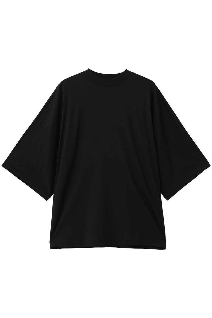 【ルームエイト/Room no.8】のTENCEL モックネック Tシャツ インテリア・キッズ・メンズ・レディースファッション・服の通販 founy(ファウニー) 　ファッション　Fashion　レディースファッション　Fashion for Women　トップス・カットソー　Cut & Sew Tops　シャツ・ブラウス・オフィスカジュアル　Elegant Blouses & Button-Ups　ロングTシャツ・Tシャツ　Longline T-Shirts & Tees　カットソー・ベーシックTシャツ　Cut-and-Sewn Tops / Stretch Tees & Basics　ショート　Short, Short Length　スリーブ　Sleeve, Long Sleeve / Short Sleeve　ベーシック　Basic, Essential　モックネック　Mock Neck, Short Turtleneck　リラックス　Relax, Relaxed Fit　新作・新入荷　New Arrivals / New In　ブラック|ID: prp329100004992326 ipo3291000000037387691